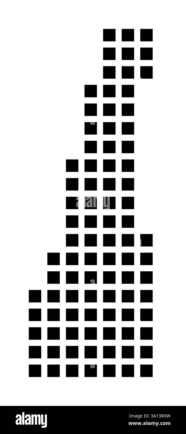 Symbole carte de la ville Troie (New York) montrant la ville avec un motif de seulement quelques carrés noirs Banque D'Images