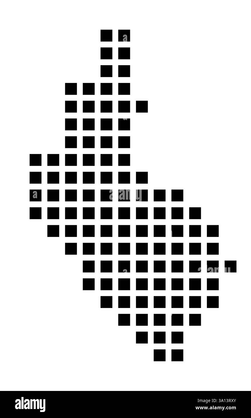 Symbole carte de la ville White Plains (New York) montrant la ville avec un motif de seulement quelques carrés noirs Banque D'Images