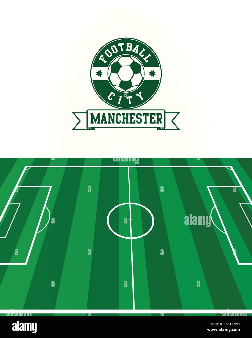 Football City of Manchester, terrain vert de football avec timbre sceau, illustration vectorielle image modifiable abstraite Illustration de Vecteur