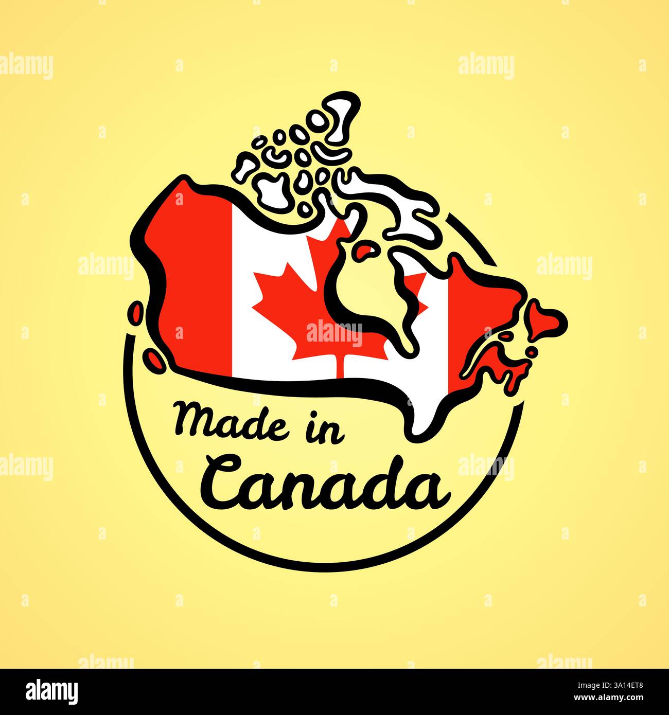 Fabriqué au Canada - symbole circulaire avec carte et drapeau Illustration de Vecteur