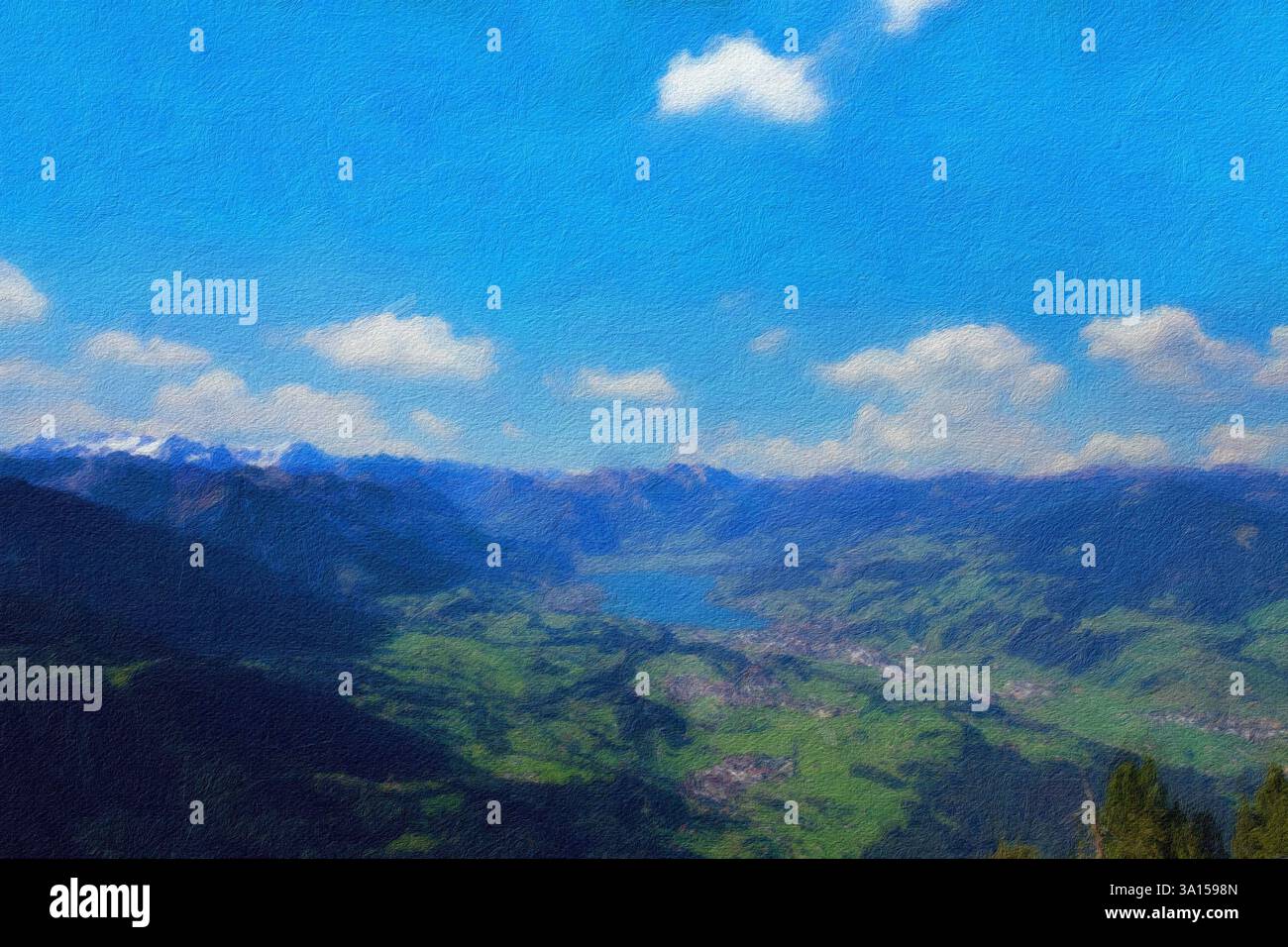Vue de Stans, Nidwald et le lac de Lucerne depuis Stanserhorn, Suisse. Banque D'Images