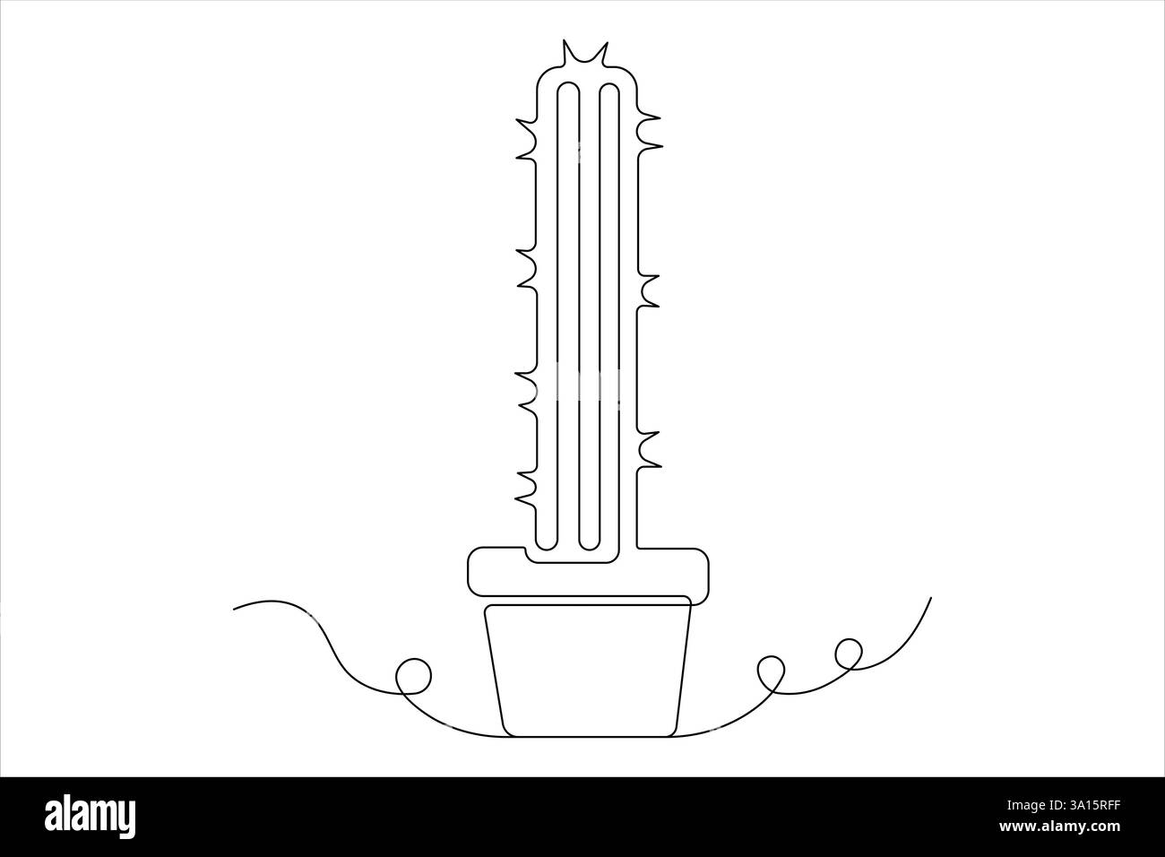 Dessin continu d'une ligne d'illustration de cactus Illustration de Vecteur