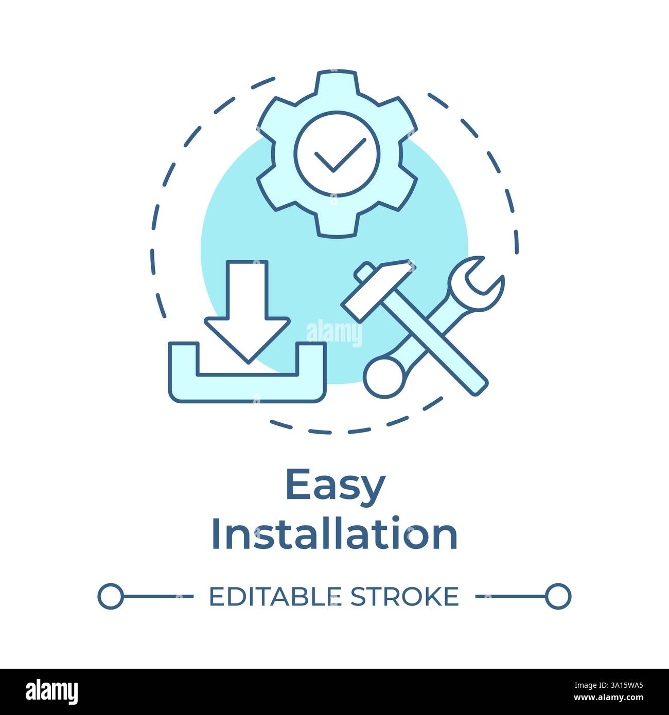 Icône de concept bleu doux d'installation facile Illustration de Vecteur