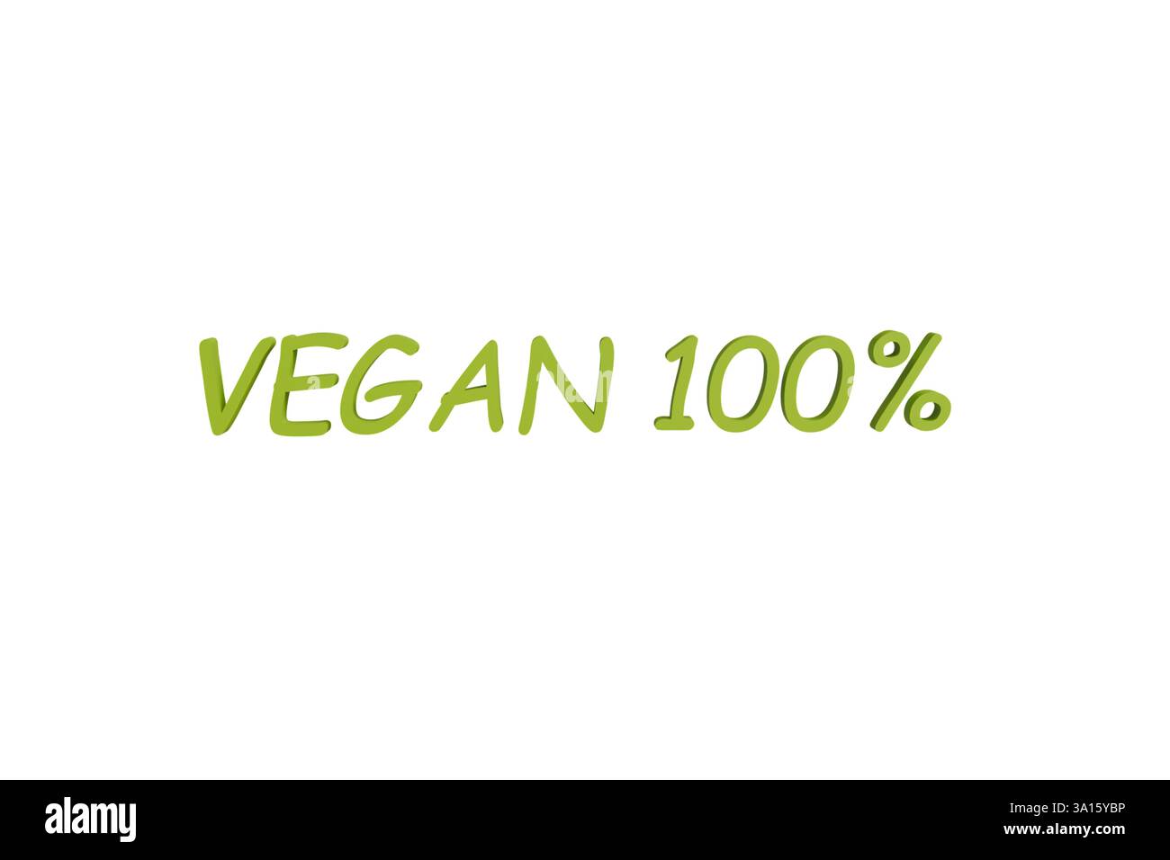 Texte 3D vegan 100 vert sur fond blanc gros plan Banque D'Images