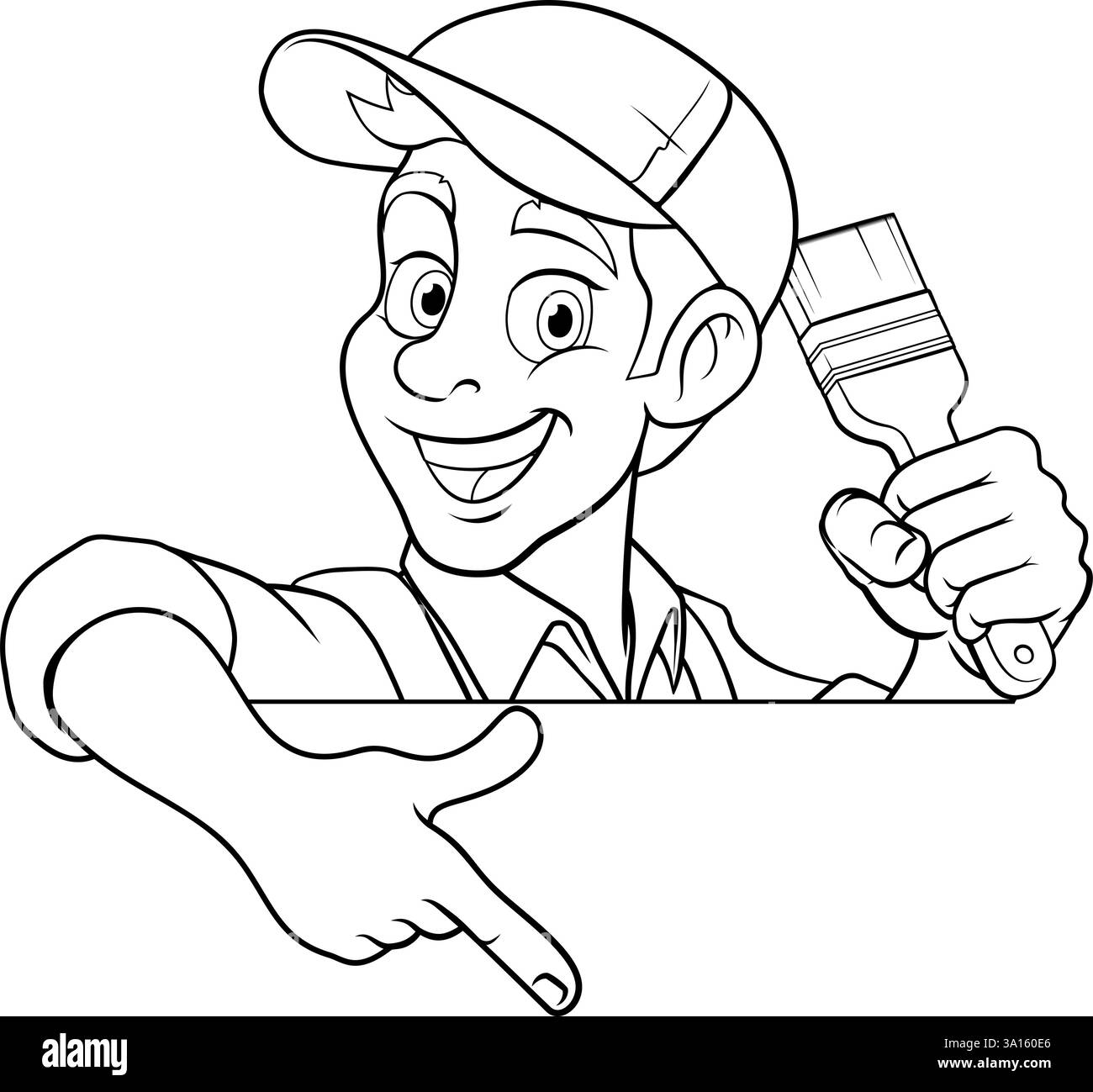 Peintre décorateur dessin animé pinceau Handyman Illustration de Vecteur