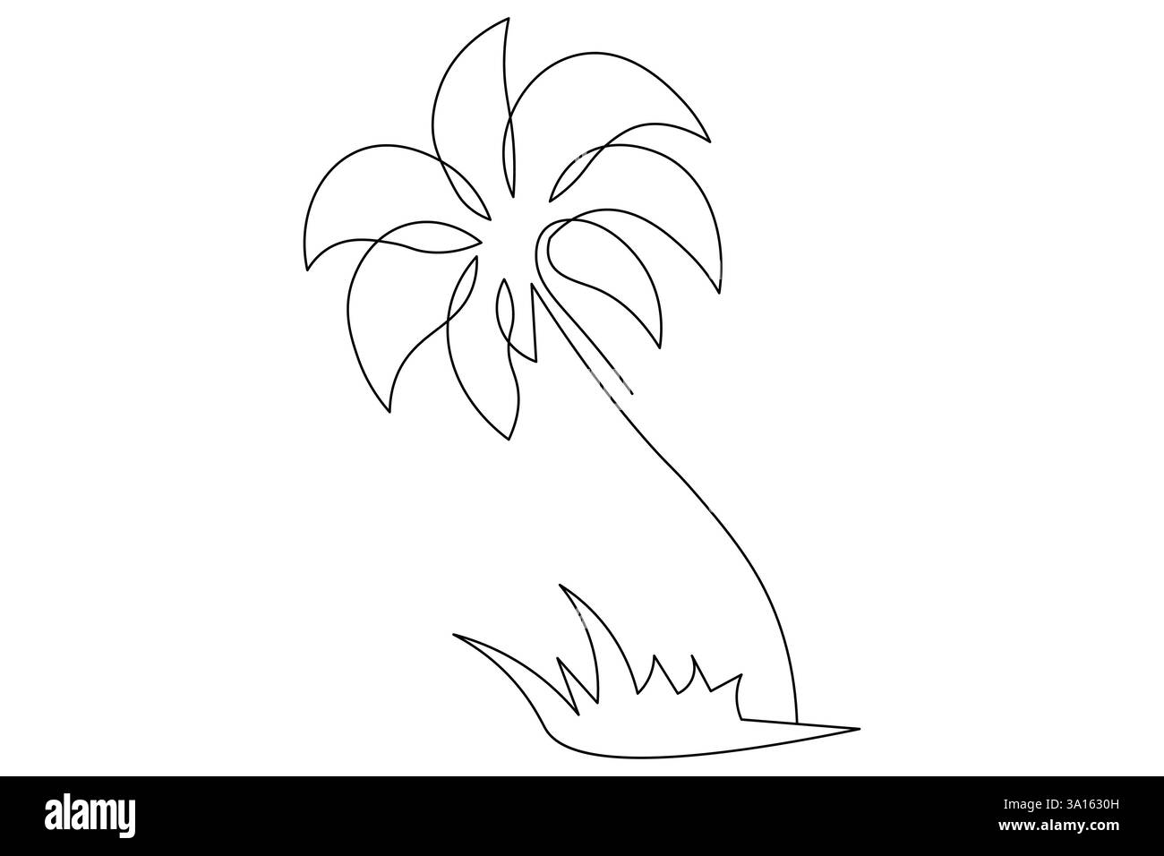 Illustration vectorielle d'art d'une ligne continue d'arbre de palmier Illustration de Vecteur