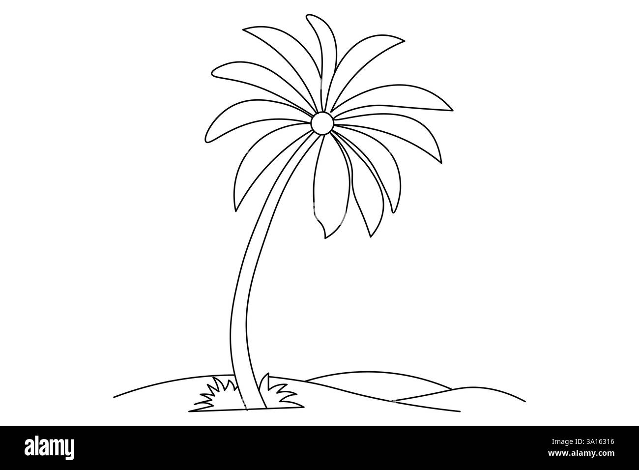 Illustration vectorielle d'art d'une ligne continue d'arbre de palmier Illustration de Vecteur