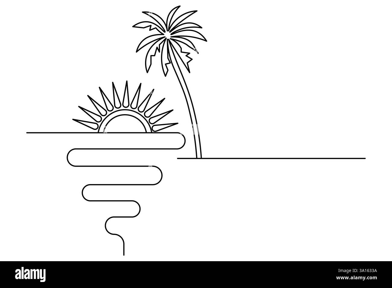 Illustration vectorielle d'art d'une ligne continue d'arbre de palmier Illustration de Vecteur