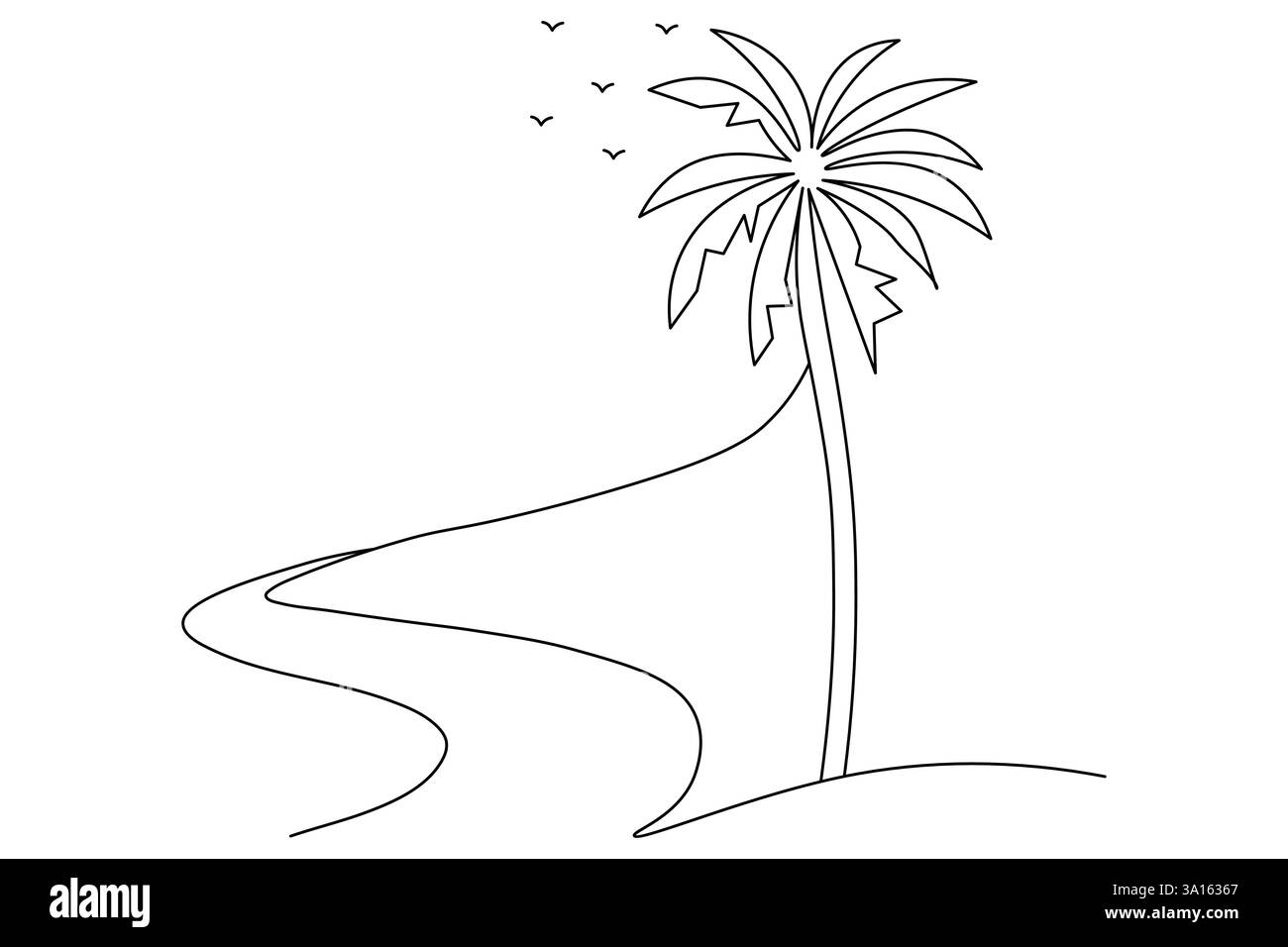 Illustration vectorielle d'art d'une ligne continue d'arbre de palmier Illustration de Vecteur