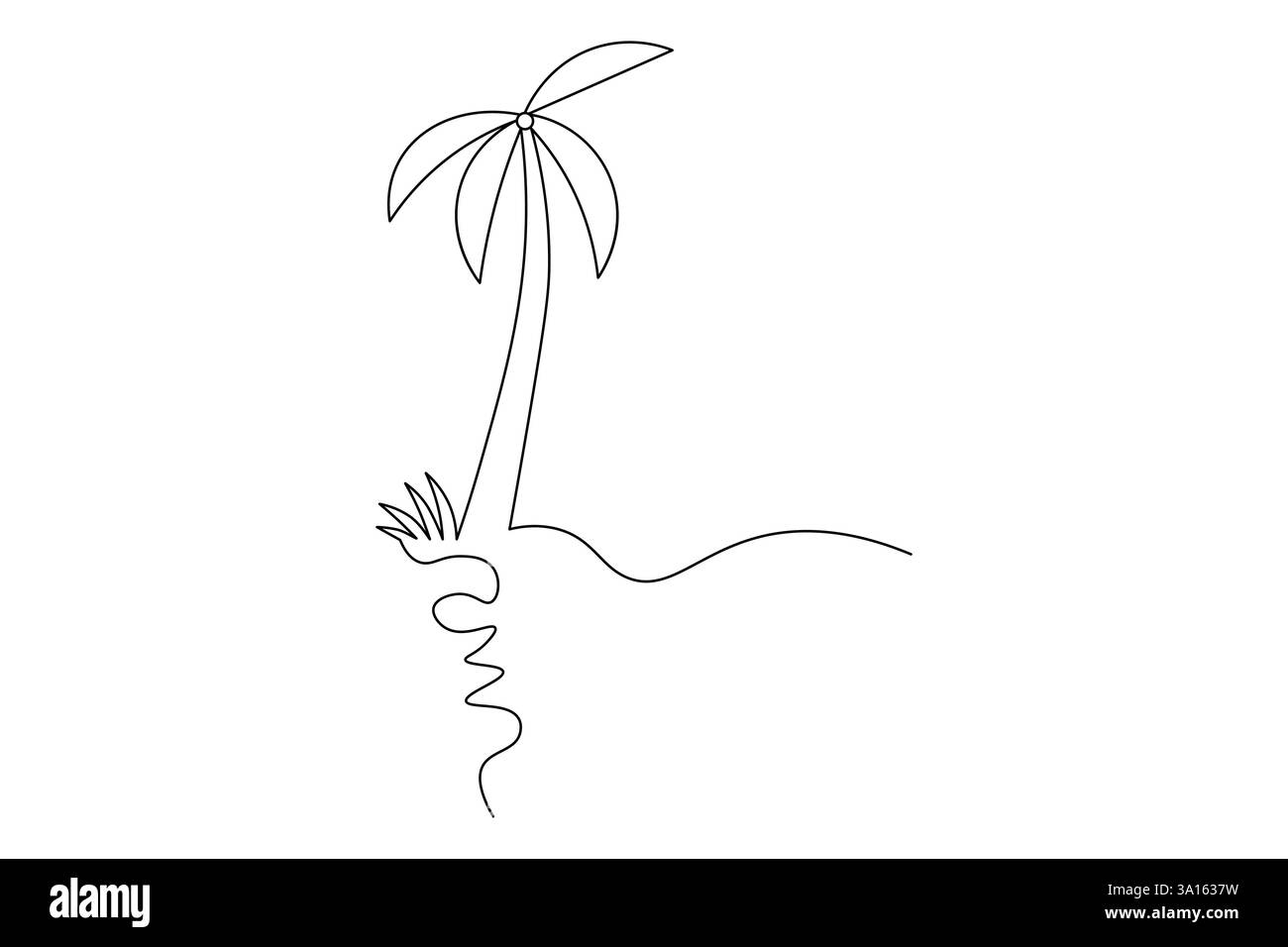 Illustration vectorielle d'art d'une ligne continue d'arbre de palmier Illustration de Vecteur