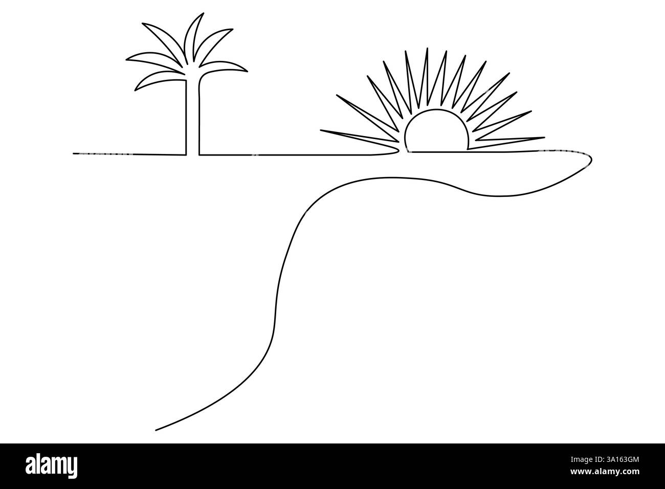 Illustration vectorielle d'art d'une ligne continue d'arbre de palmier Illustration de Vecteur
