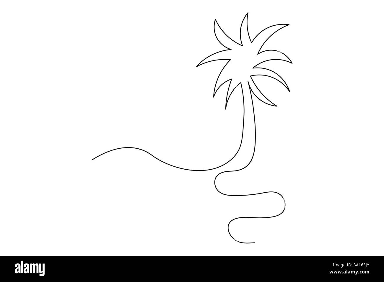 Illustration vectorielle d'art d'une ligne continue d'arbre de palmier Illustration de Vecteur