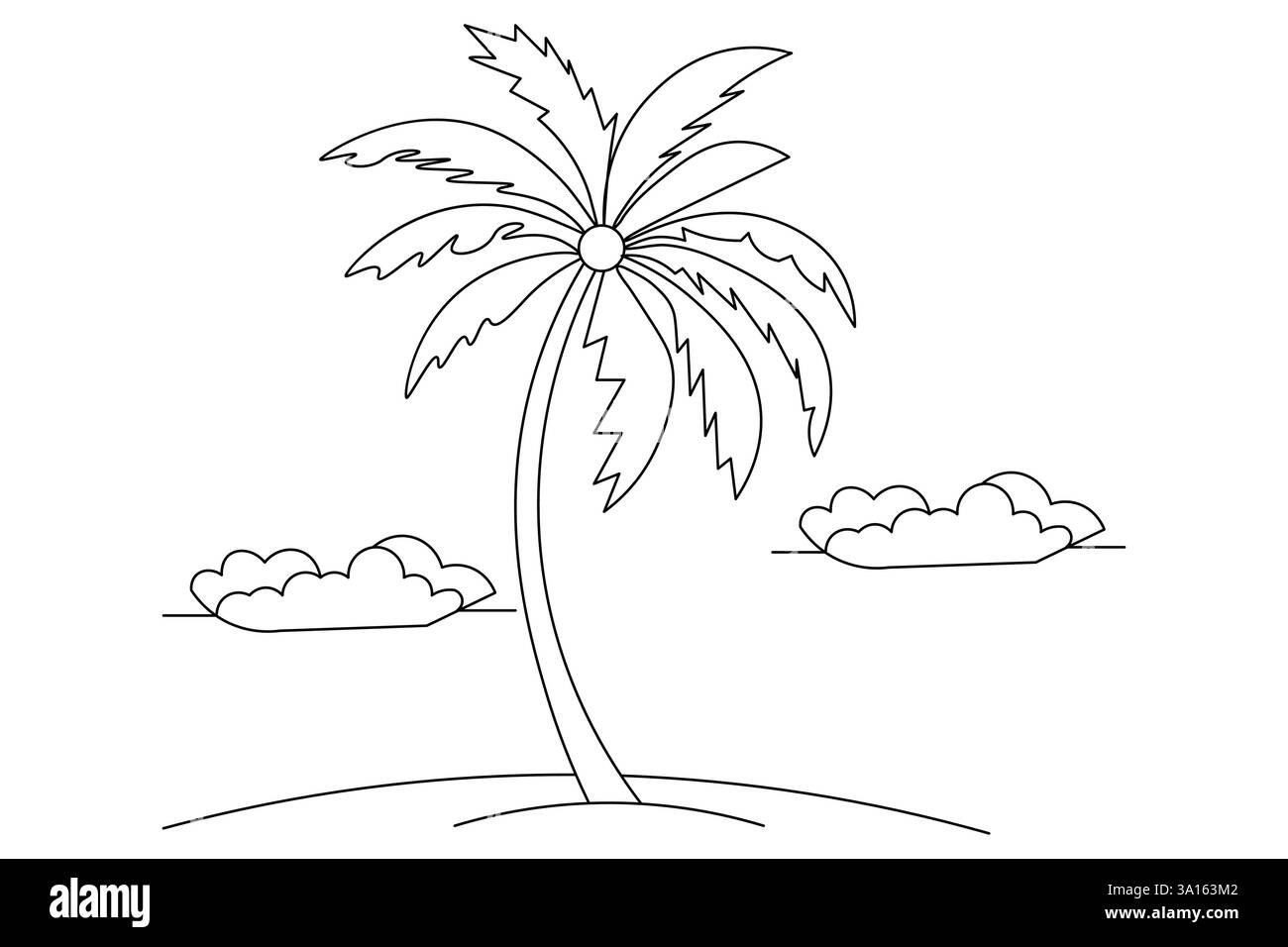 Illustration vectorielle d'art d'une ligne continue d'arbre de palmier Illustration de Vecteur