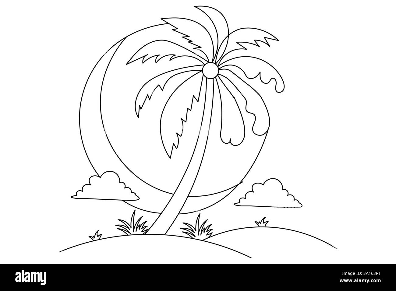 Illustration vectorielle d'art d'une ligne continue d'arbre de palmier Illustration de Vecteur