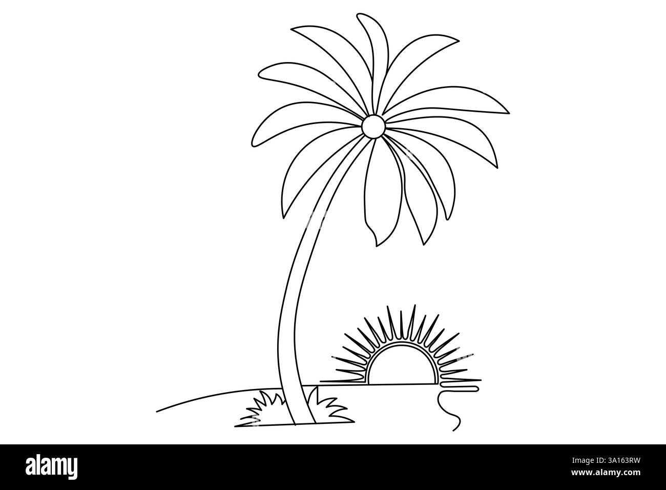 Illustration vectorielle d'art d'une ligne continue d'arbre de palmier Illustration de Vecteur