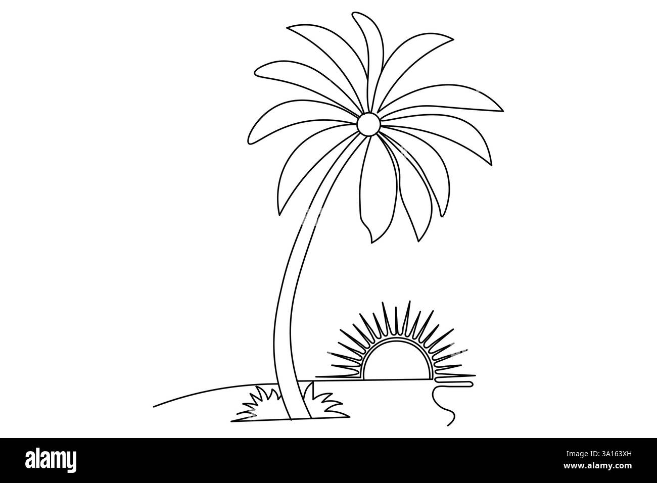 Illustration vectorielle d'art d'une ligne continue d'arbre de palmier Illustration de Vecteur
