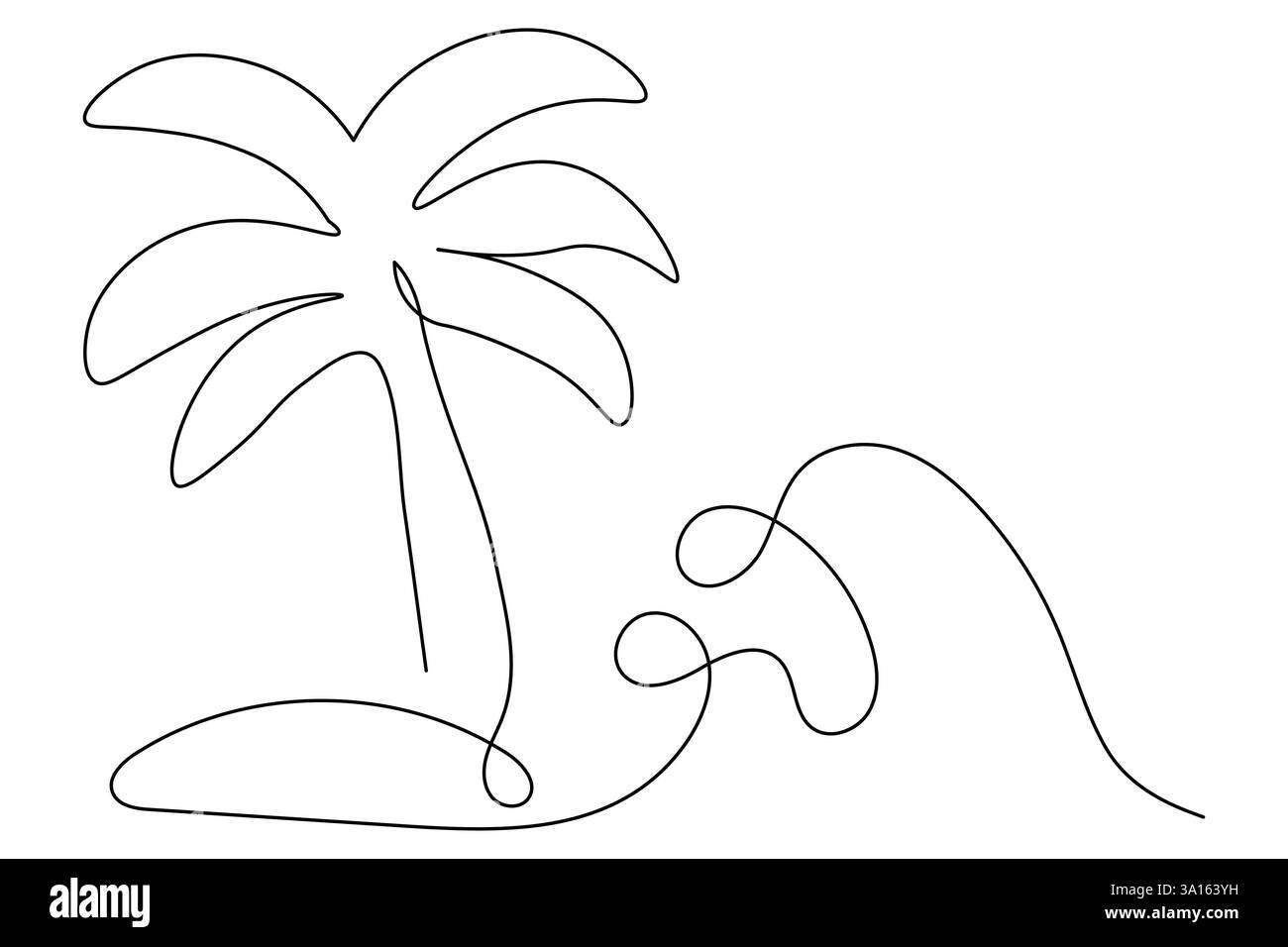 Illustration vectorielle d'art d'une ligne continue d'arbre de palmier Illustration de Vecteur