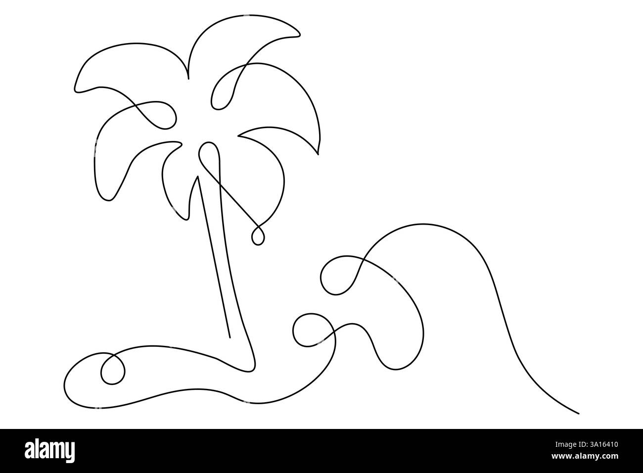 Illustration vectorielle d'art d'une ligne continue d'arbre de palmier Illustration de Vecteur