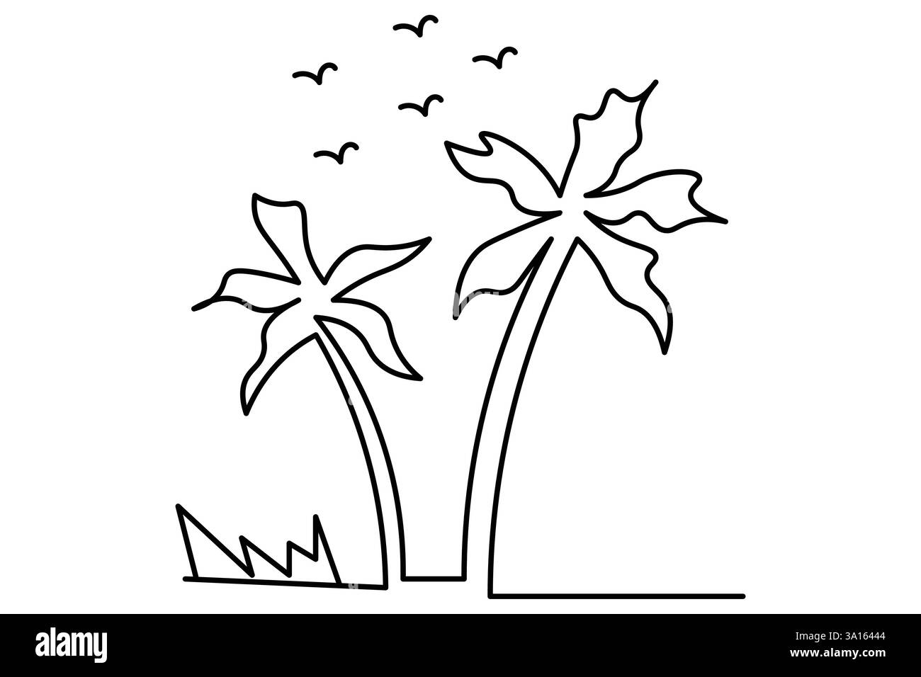 Illustration vectorielle d'art d'une ligne continue d'arbre de palmier Illustration de Vecteur