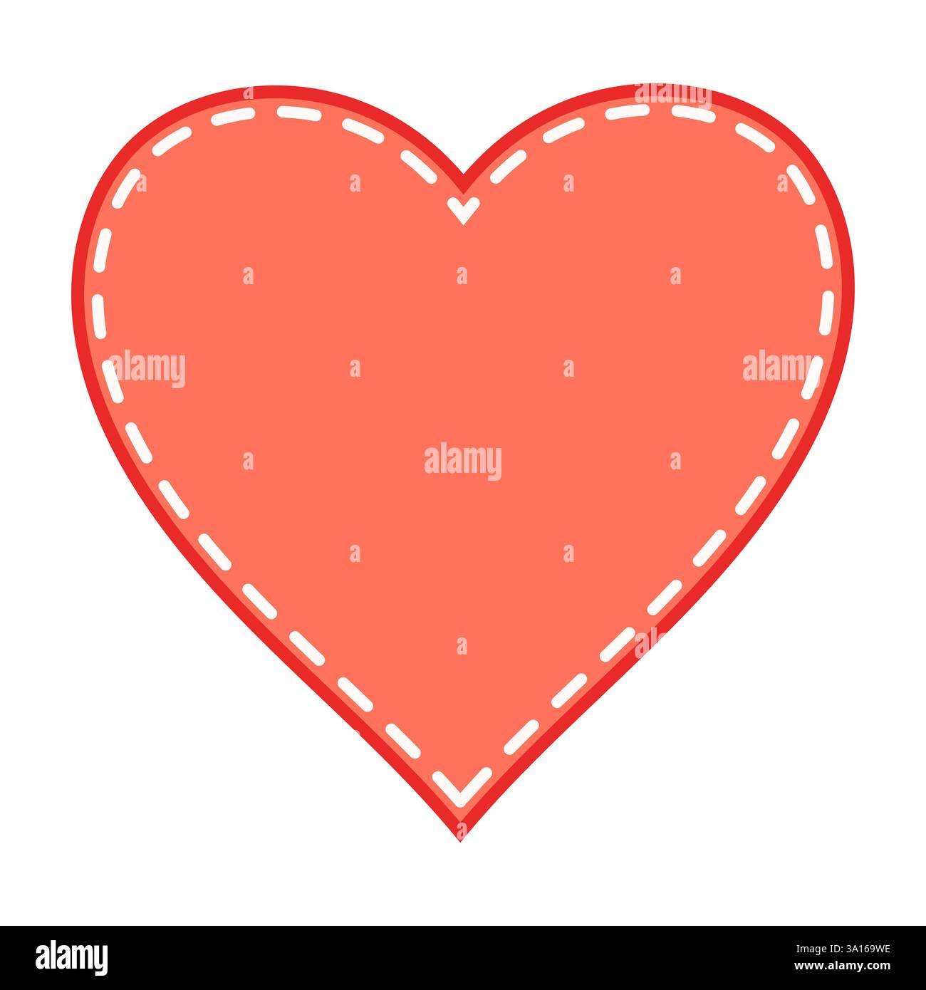 Coeur de corail cousu, sur fond blanc Illustration de Vecteur