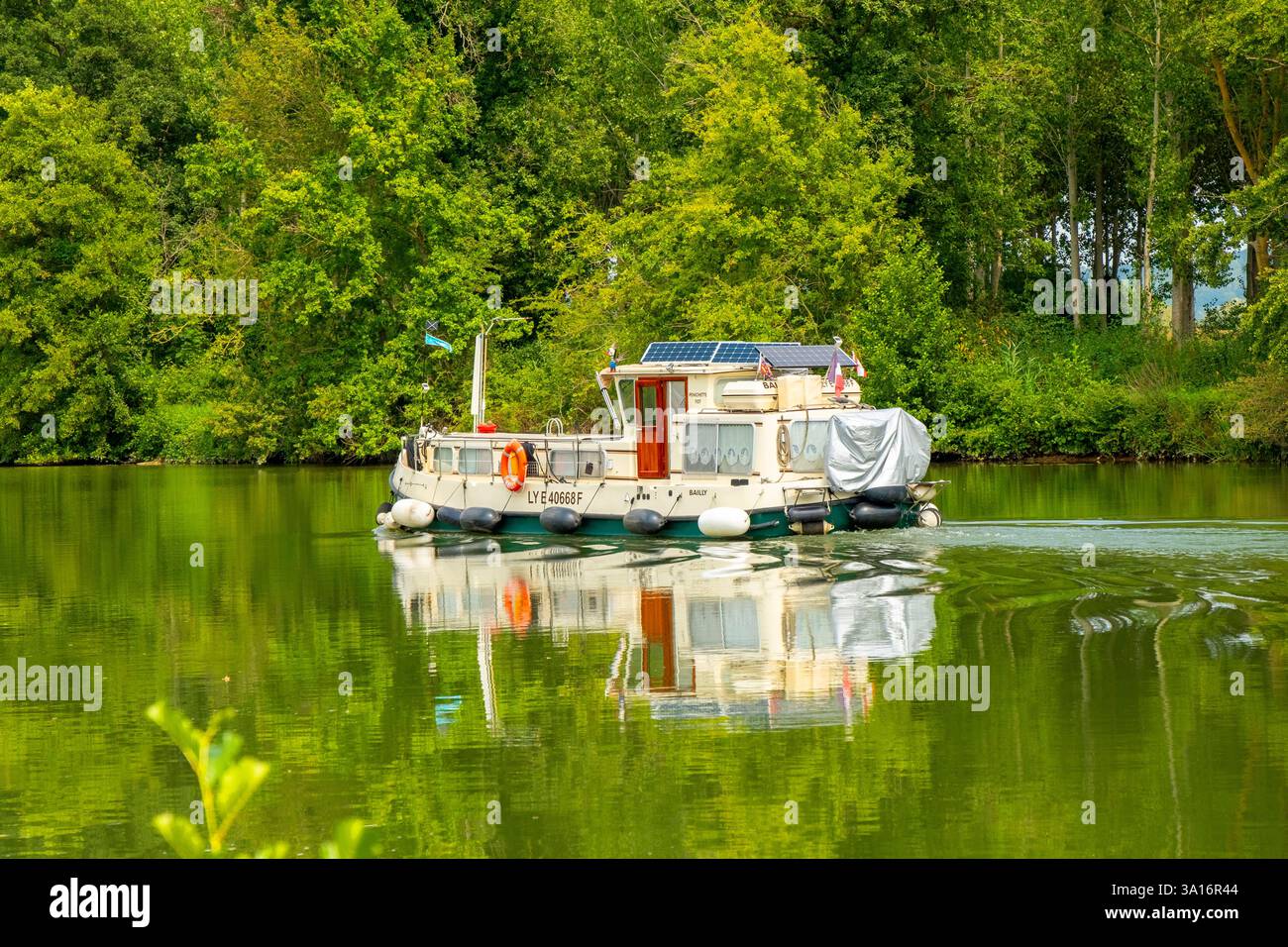 France, Yonne, Saint Julien du Sault, les rives de l'Yonne Banque D'Images