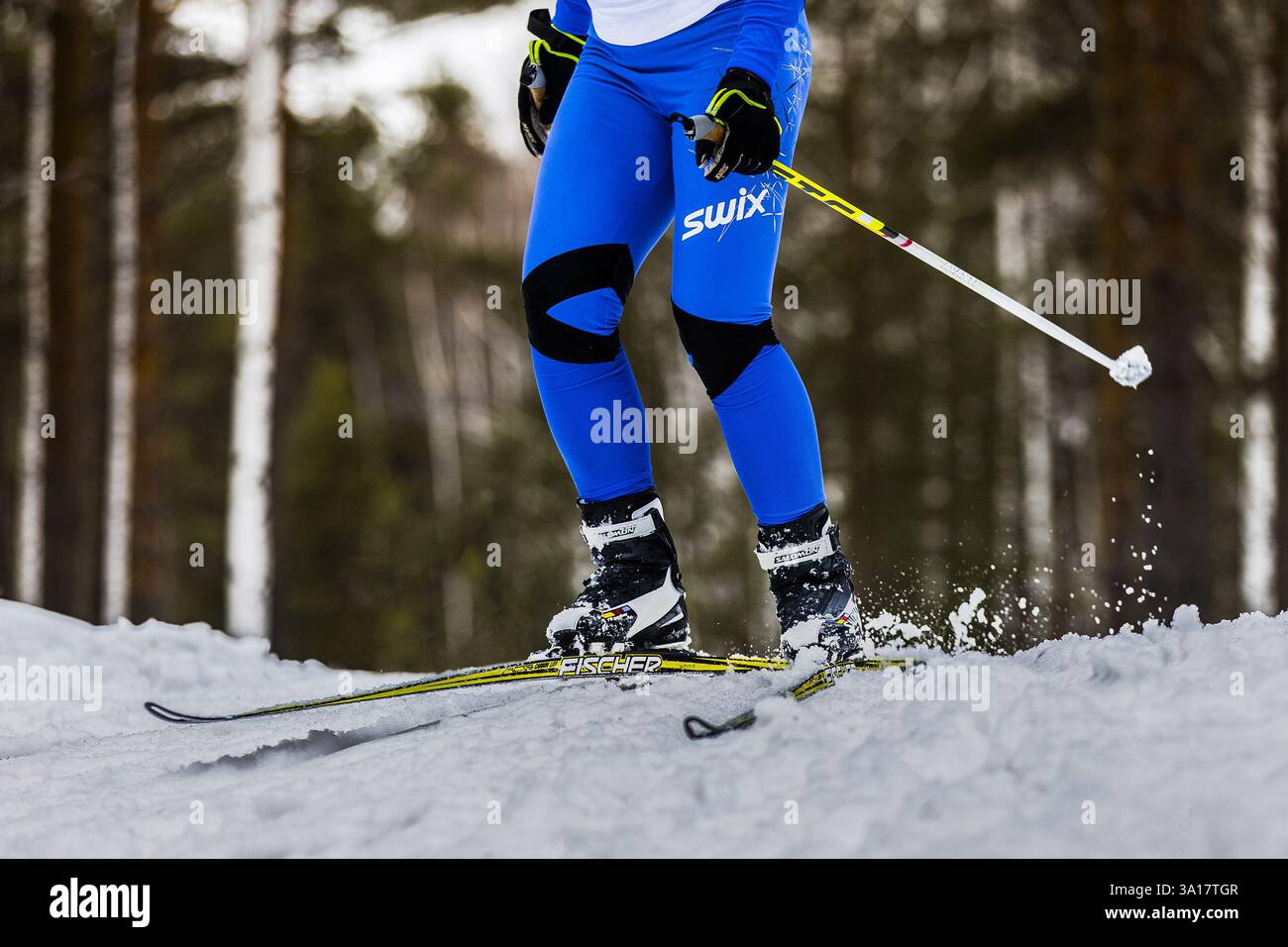 Kyshtym, Russie - 26 mars 2016 : skieur jambes athlète participant à une course de ski Banque D'Images