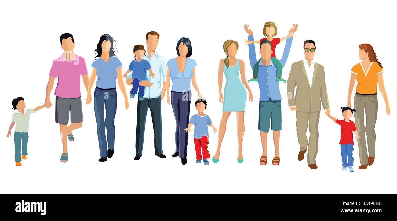 Familles, enfants, couples Banque D'Images