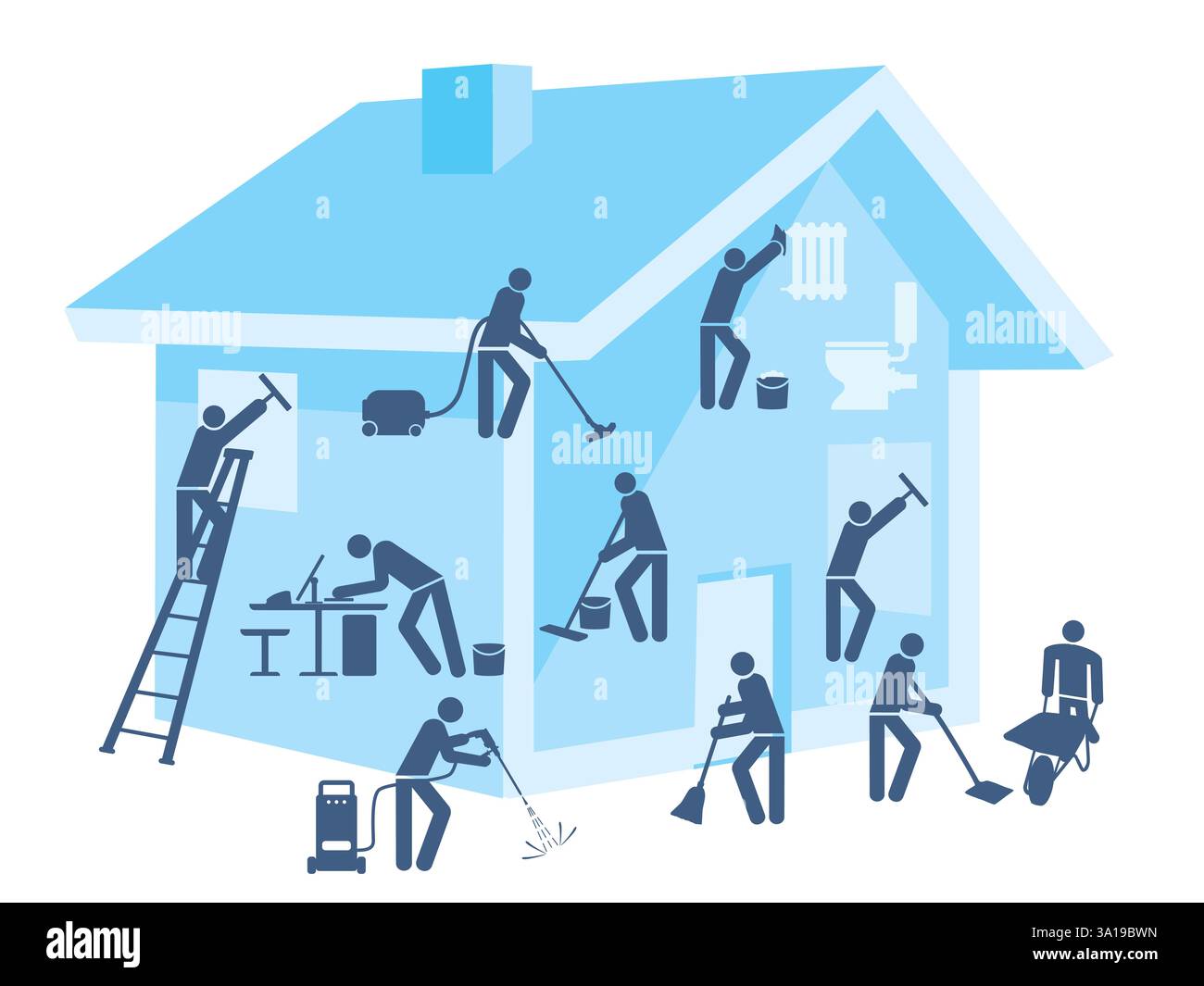 Nettoyage Maison et jardin Banque D'Images