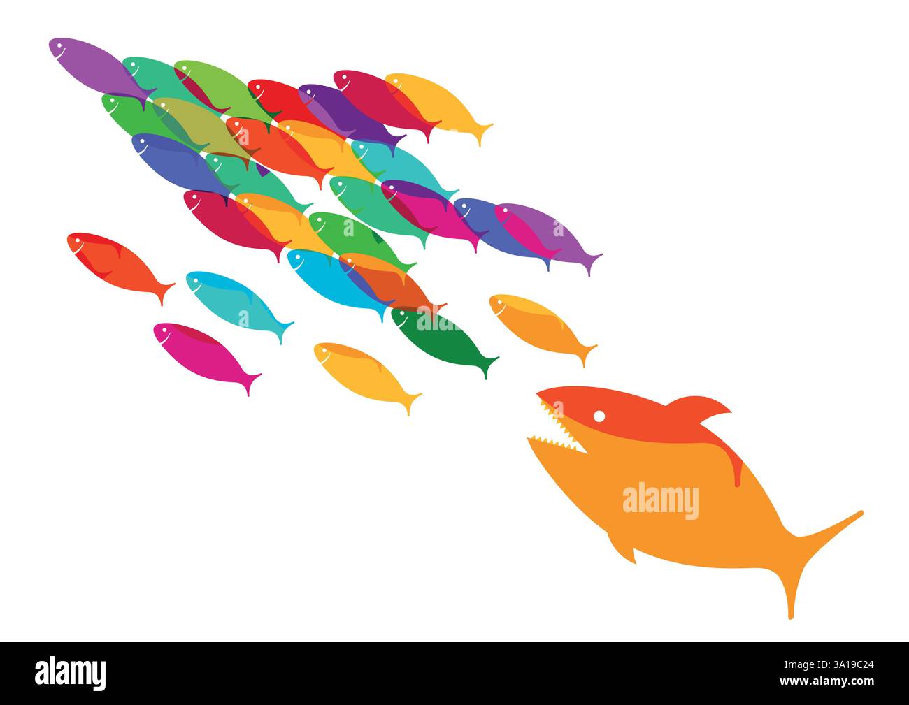 shoal de poissons en fuite Banque D'Images