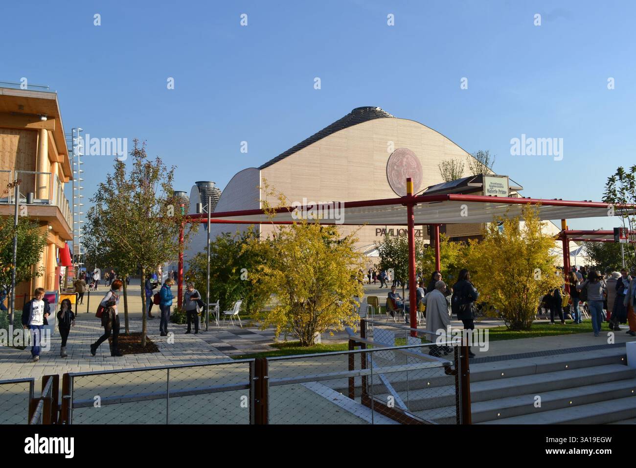 Pavillon zéro - zone thématique de l'Expo Milano 2015. Guide de toute l'exposition. Planification urbaine moderne. Belle vue panoramique. Banque D'Images
