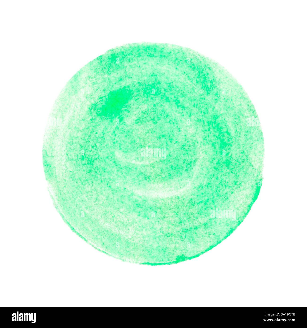 Cercle vert isolé rond en aquarelle Banque D'Images