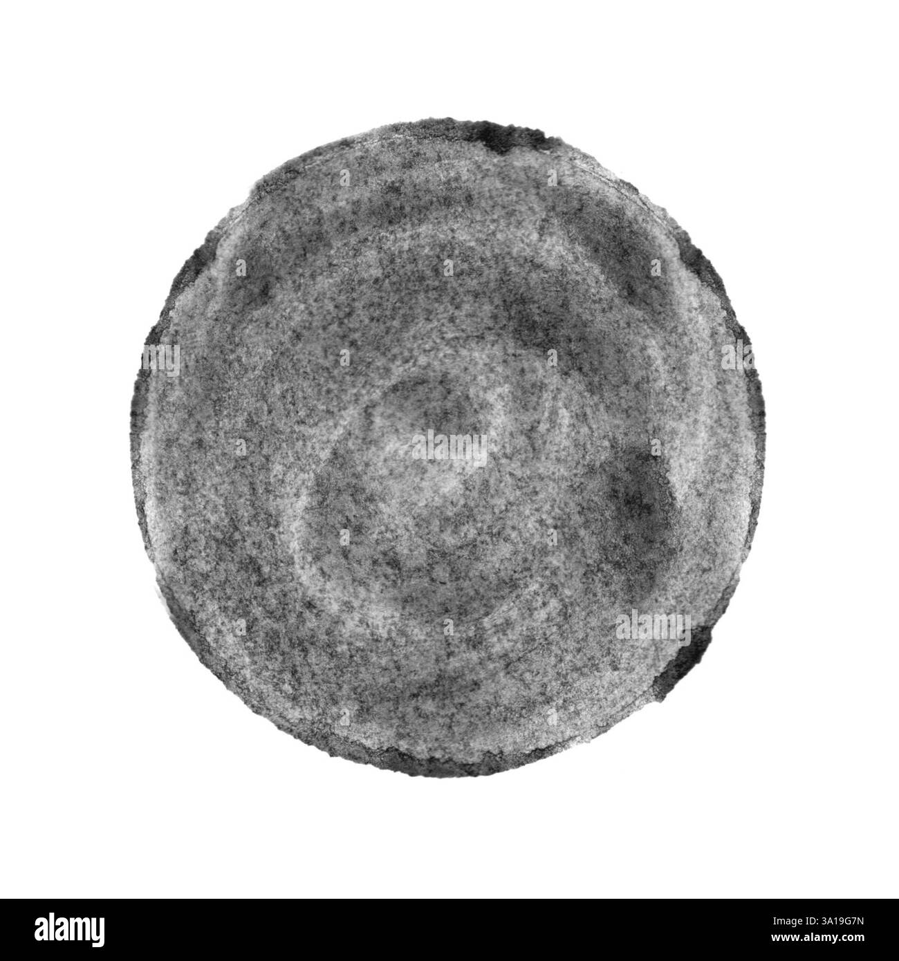 Cercle noir isolé rond en aquarelle Banque D'Images