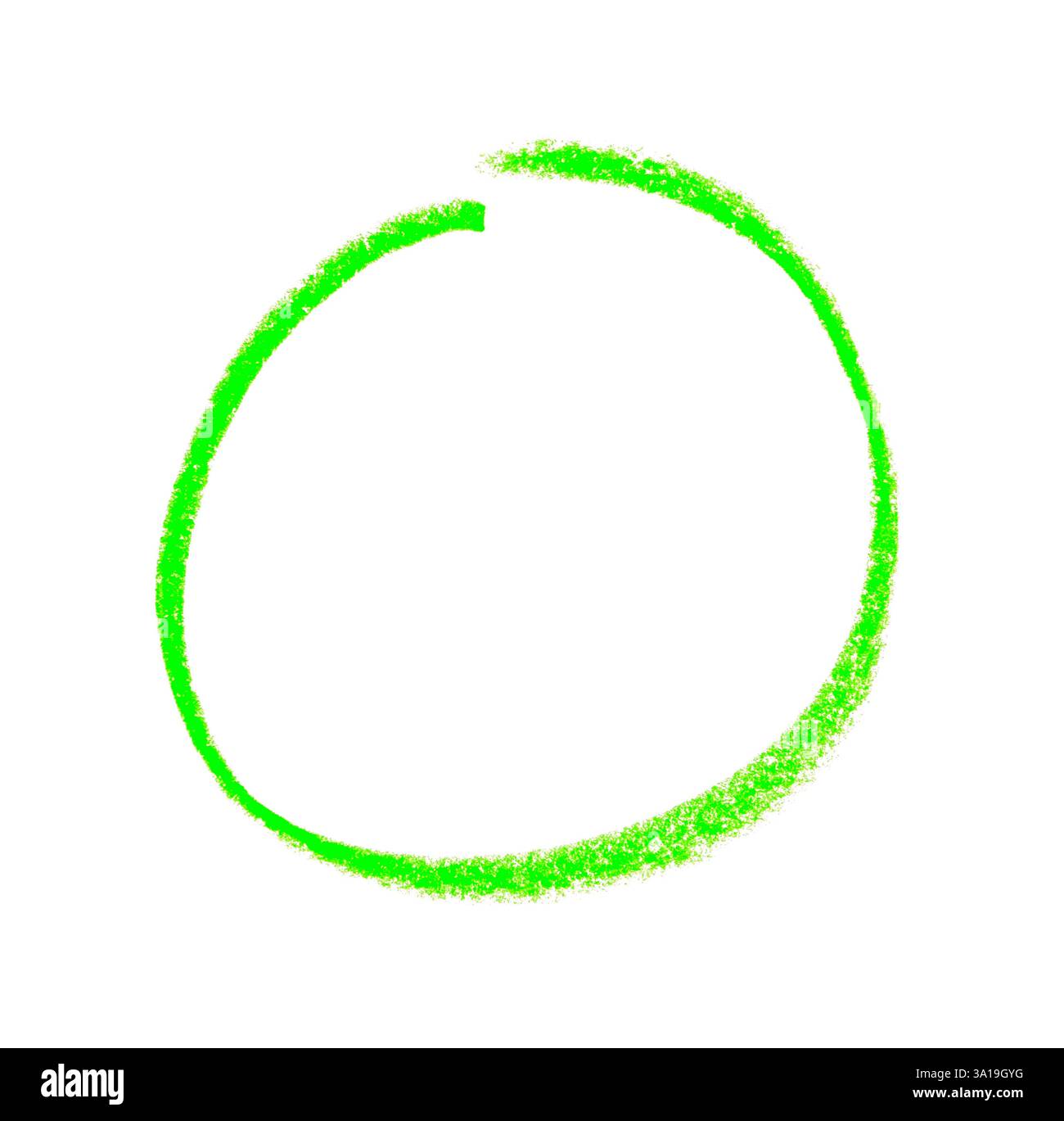 Peint à la main esquissé cercle vert isolé sur un fond blanc Banque D'Images