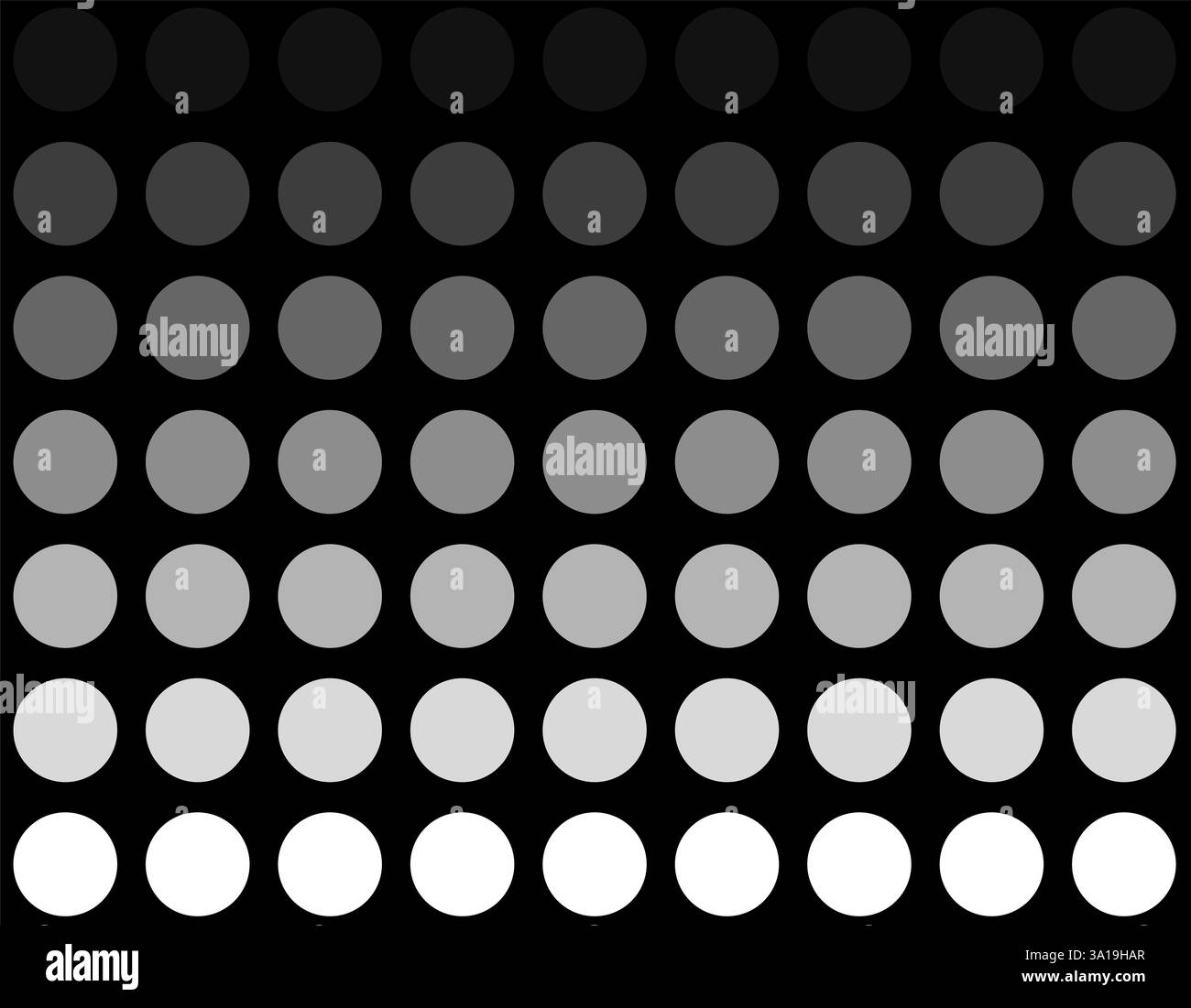 Points gris-blanc isolés avec un dégradé de couleurs doux sur fond noir Banque D'Images