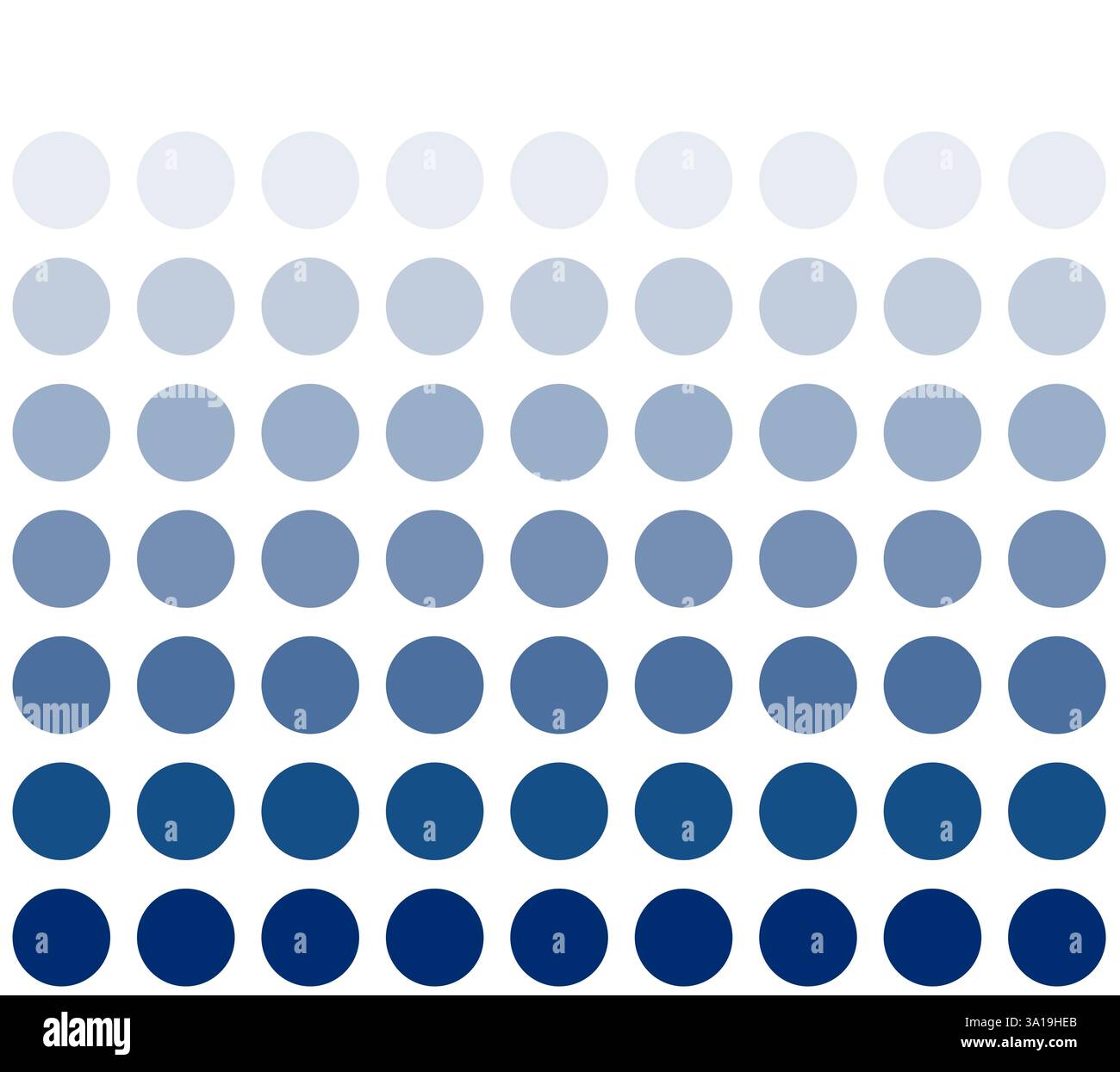 Points bleus isolés avec un dégradé de couleurs doux sur fond blanc Banque D'Images