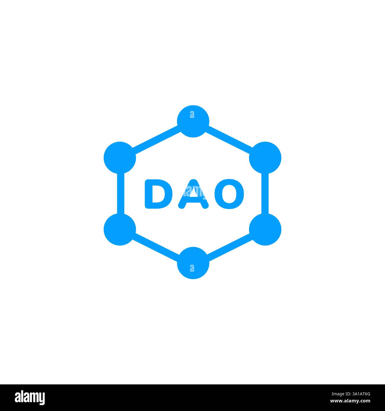 Hexagone bleu avec texte dao symbolisant le concept d'organisation autonome décentralisée Illustration de Vecteur