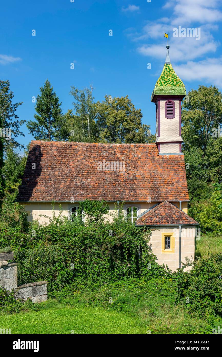 Tübingen - Weilheim - Kressbach, chapelle du château, le château de Kressbach a été construit en 1766/67 pour les barons de Saint-André. Le château abrite le siège de DKMS, le centre allemand des donneurs de moelle osseuse. Le domaine est une propriété privée, mais peut être entré à vos propres risques. Banque D'Images