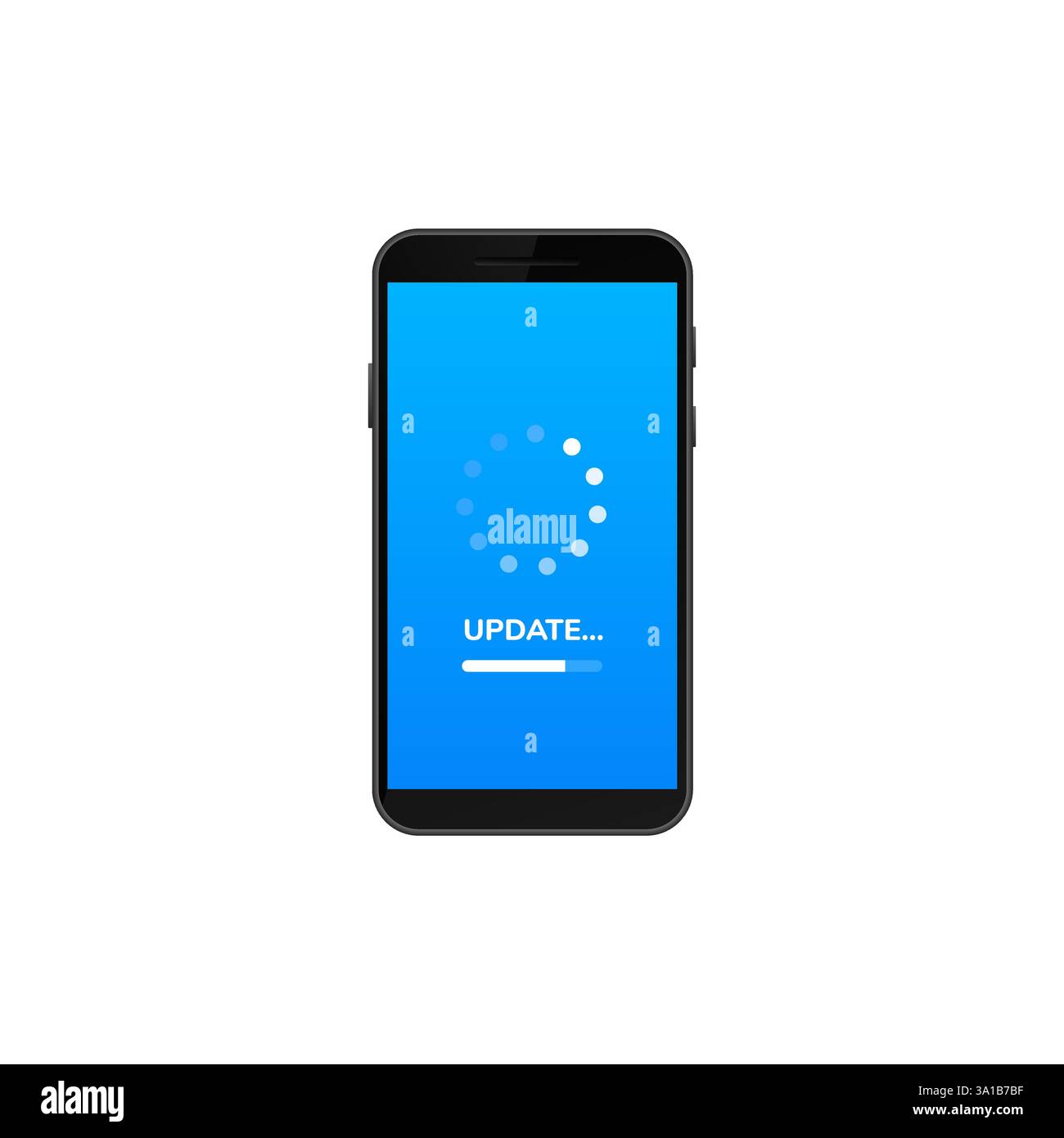 Smartphone avec progression de la mise à jour logicielle affichée sur l'écran centré dans le cadre Illustration de Vecteur
