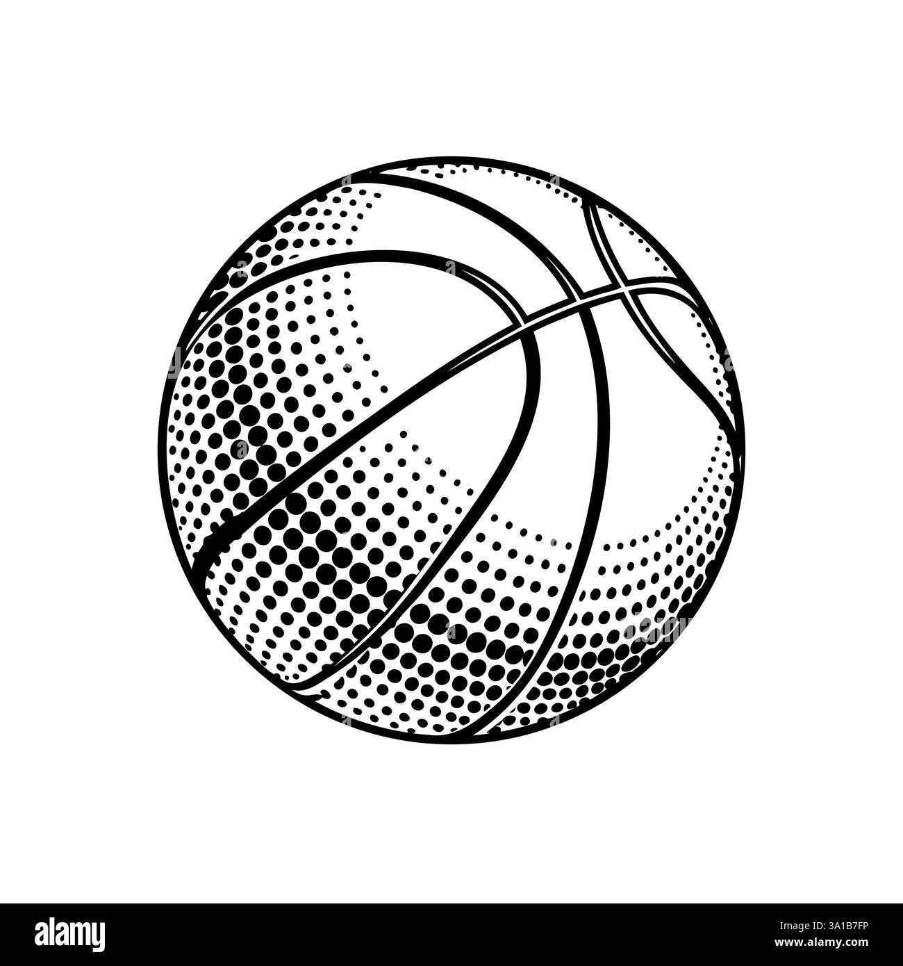 Ballon de basket-ball avec surface texturée et coutures noires. Concept de sport. Illustration vectorielle Illustration de Vecteur