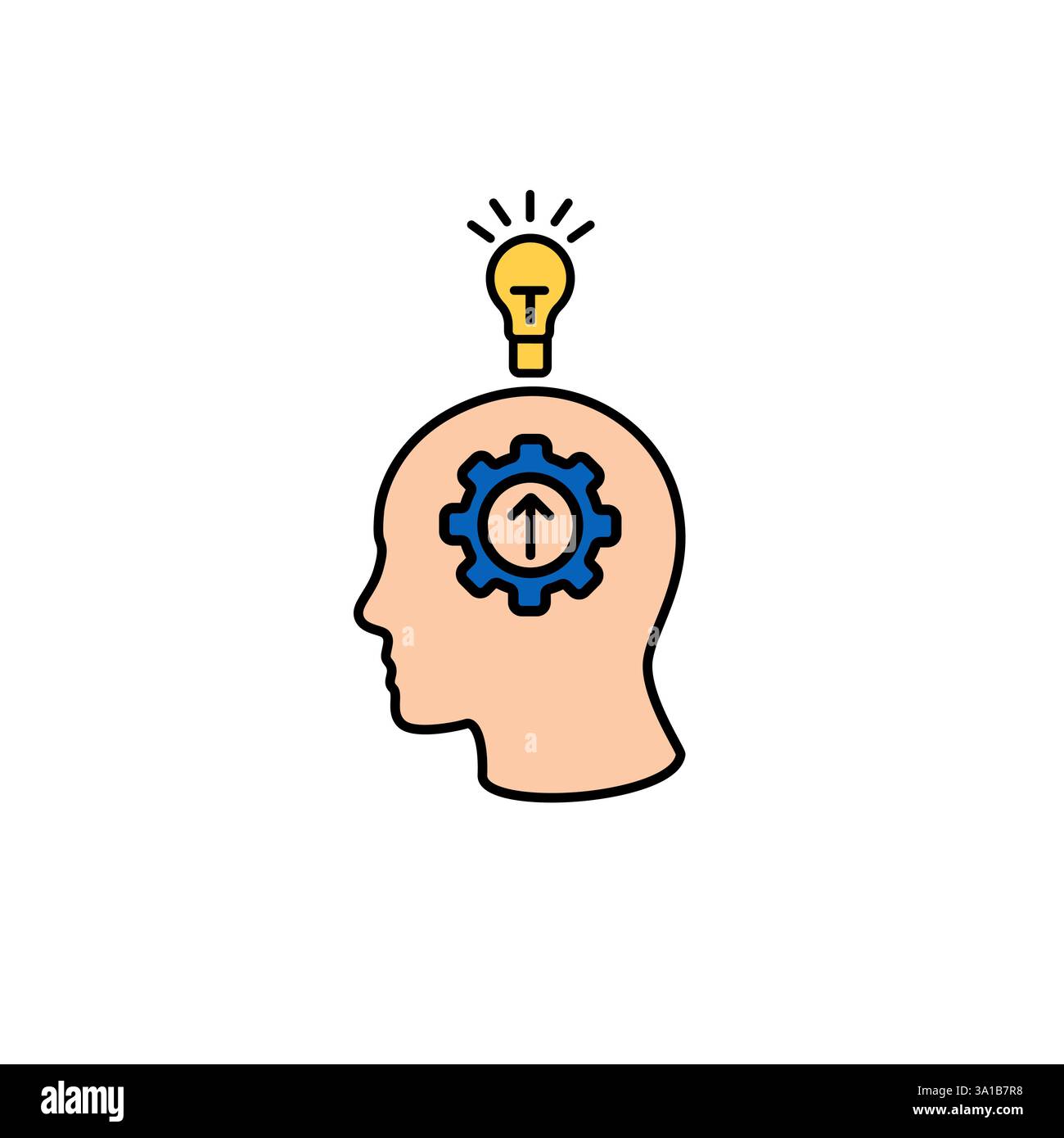 Silhouette avec ampoule et équipement illustrant la créativité et la résolution de problèmes Illustration de Vecteur