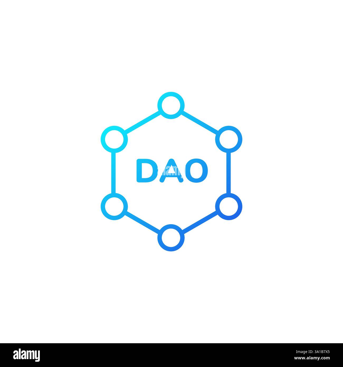 Icône de réseau DAO avec hexagone et connexions pour les organisations autonomes décentralisées Illustration de Vecteur