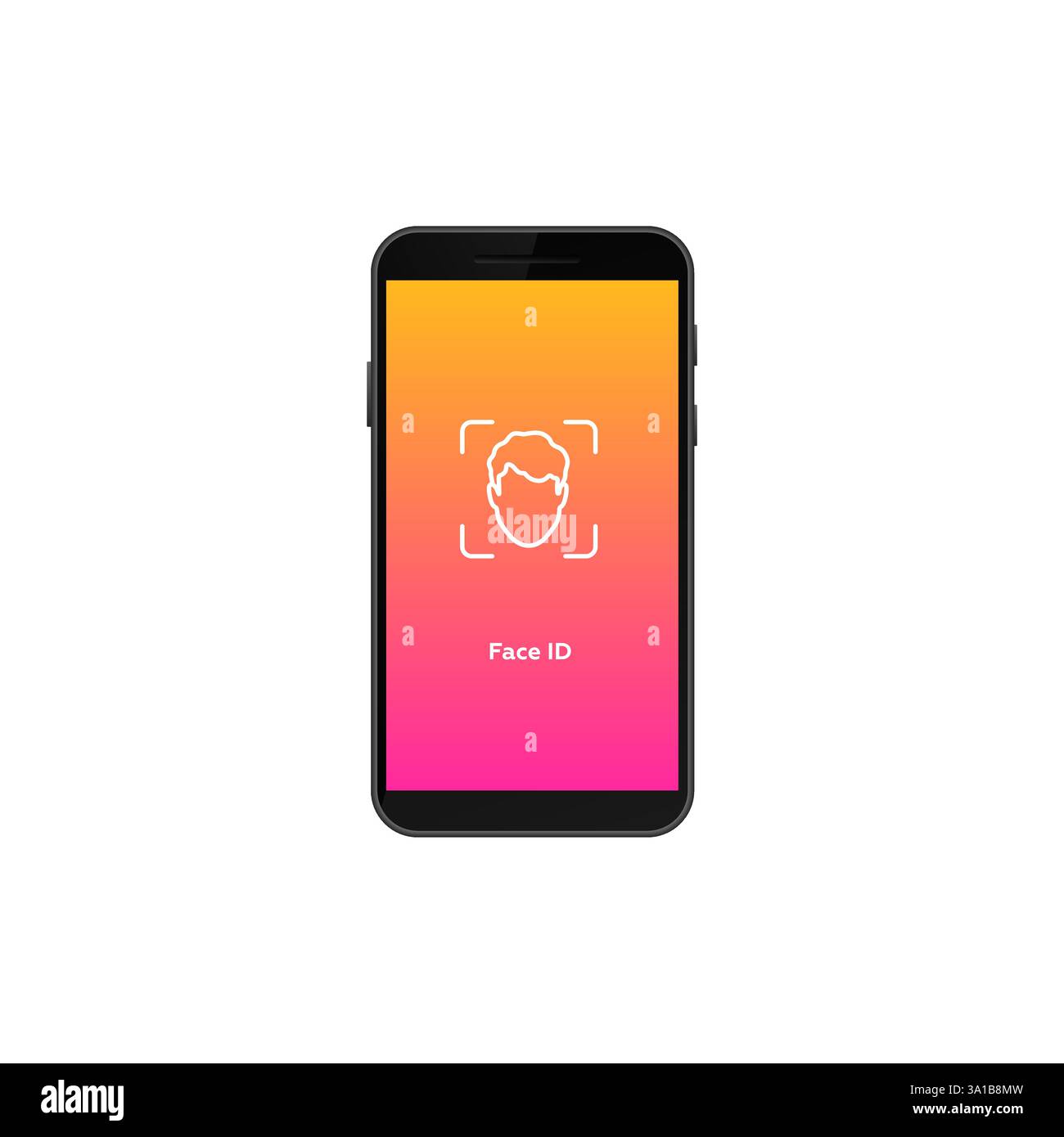 Smartphone affichant l'icône d'identification du visage avec écran dégradé pour un accès sécurisé Illustration de Vecteur
