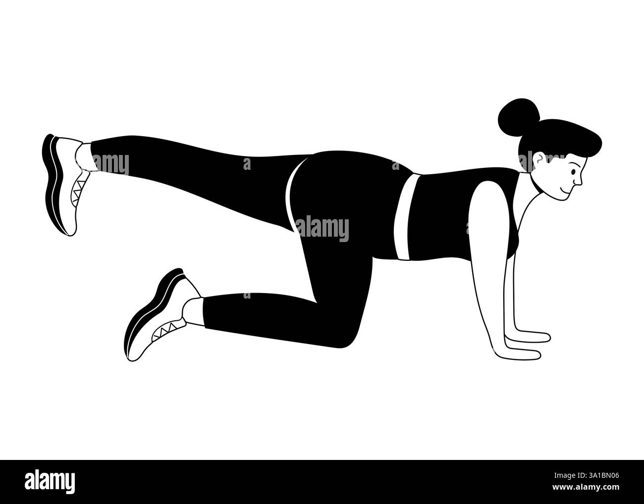 Passionné de fitness effectuant un exercice de poids corporel à la maison pendant la journée Illustration de Vecteur