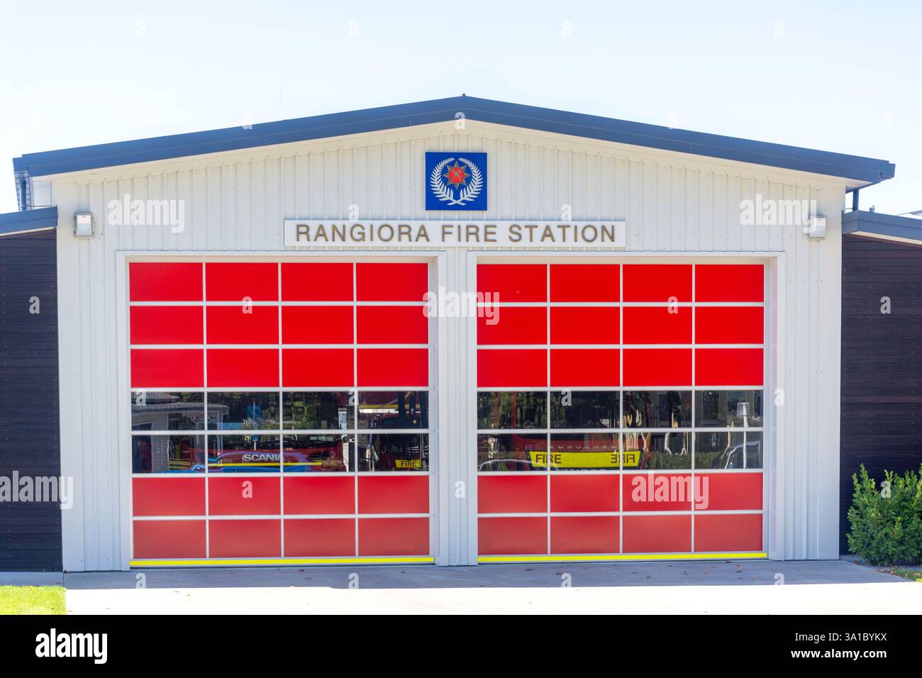 Caserne de pompiers de Rangiora, Percival Street, Rangiora, région de Canterbury, Île du Sud, nouvelle-Zélande Banque D'Images Caserne de pompiers de Rangiora, Percival Street, Rangiora, région de Canterbury, Île du Sud, nouvelle-Zélande Banque D'Images