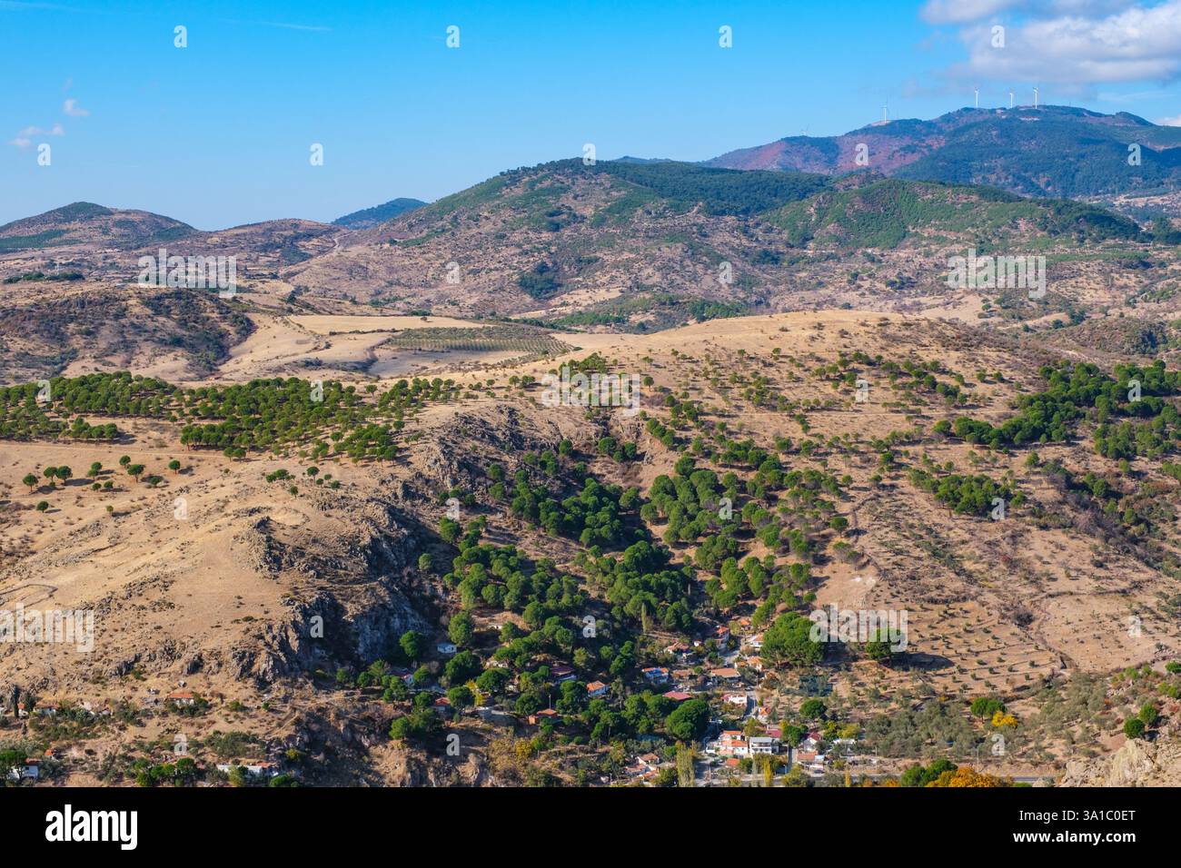 Pergame, Turquie, Turkiye. Un site du patrimoine mondial. Vue panoramique depuis l'Acropole. Banque D'Images