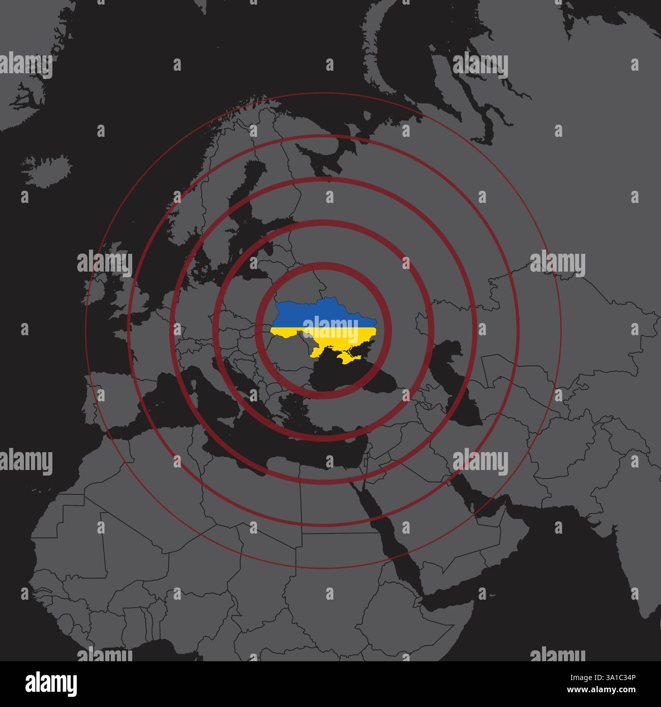 Carte du monde épicentre ukrainien de guerre Illustration de Vecteur