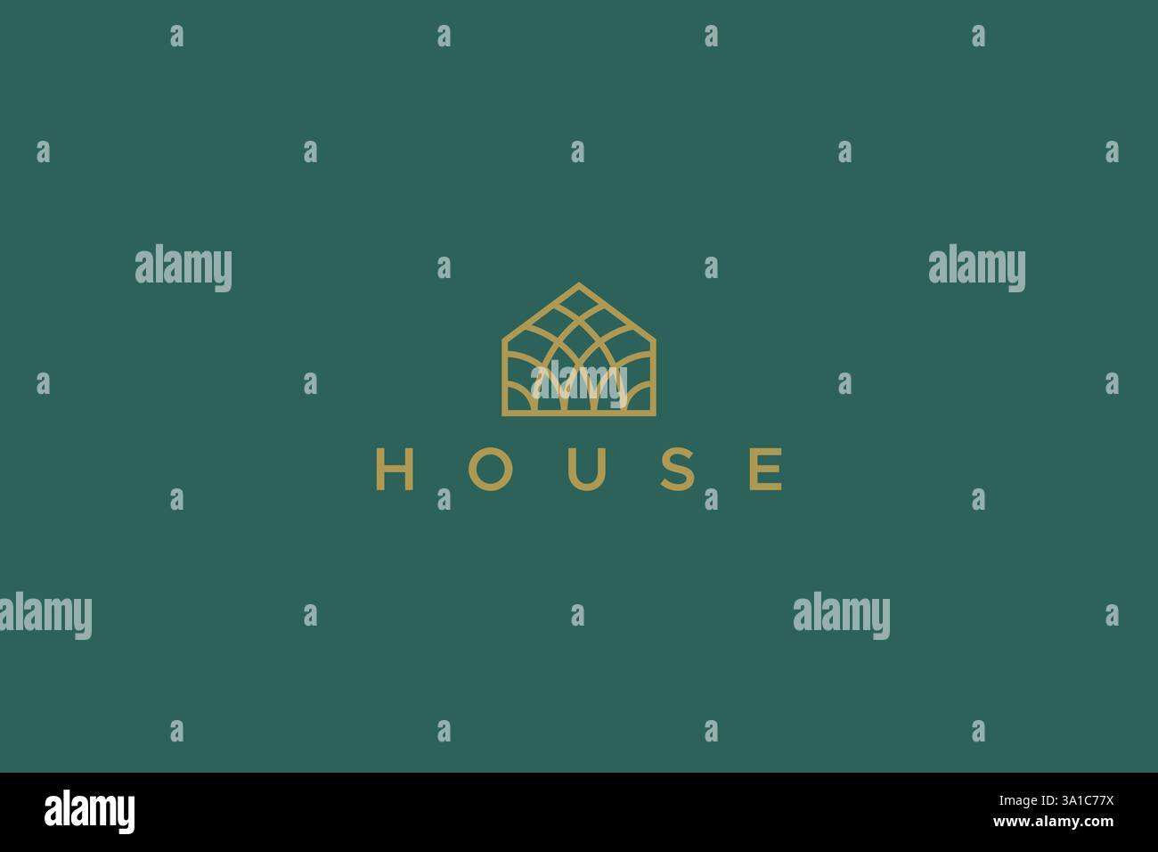 Élégant logo immobilier avec une maison géométrique et conception de concept de tissage en rotin Illustration de Vecteur