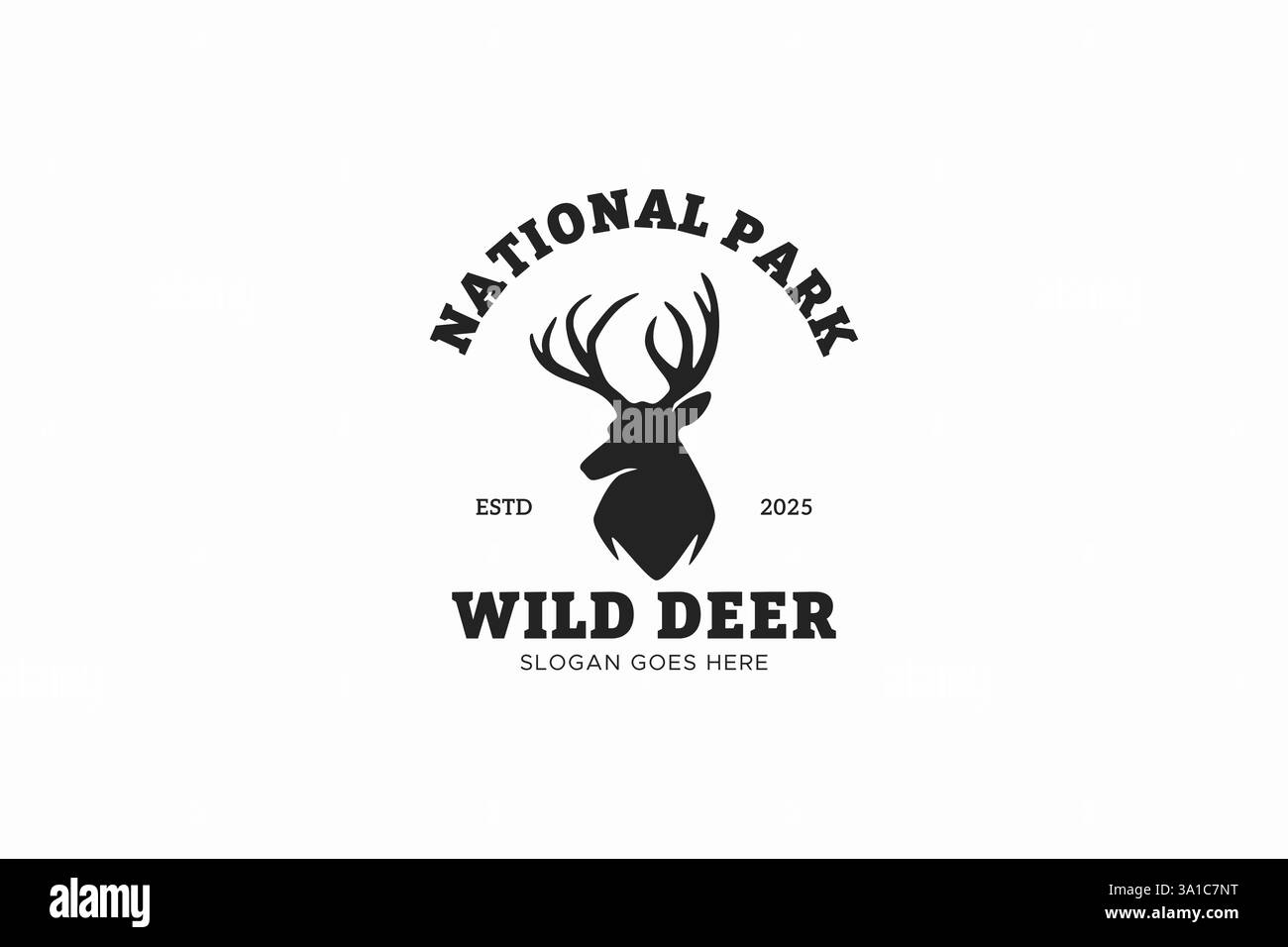 Deer Head Silhouette Design abstrait pour l'aventure et le concept de vêtements de plein air Illustration de Vecteur