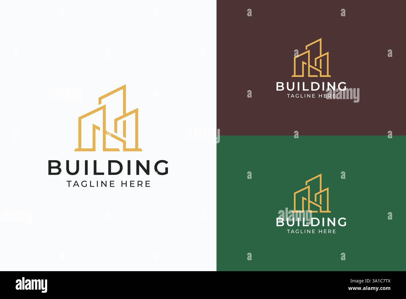 Immobilier logo moderne architecture de paysage urbain, propriétés urbaines, Skyline et Skyscraper Development Illustration de Vecteur