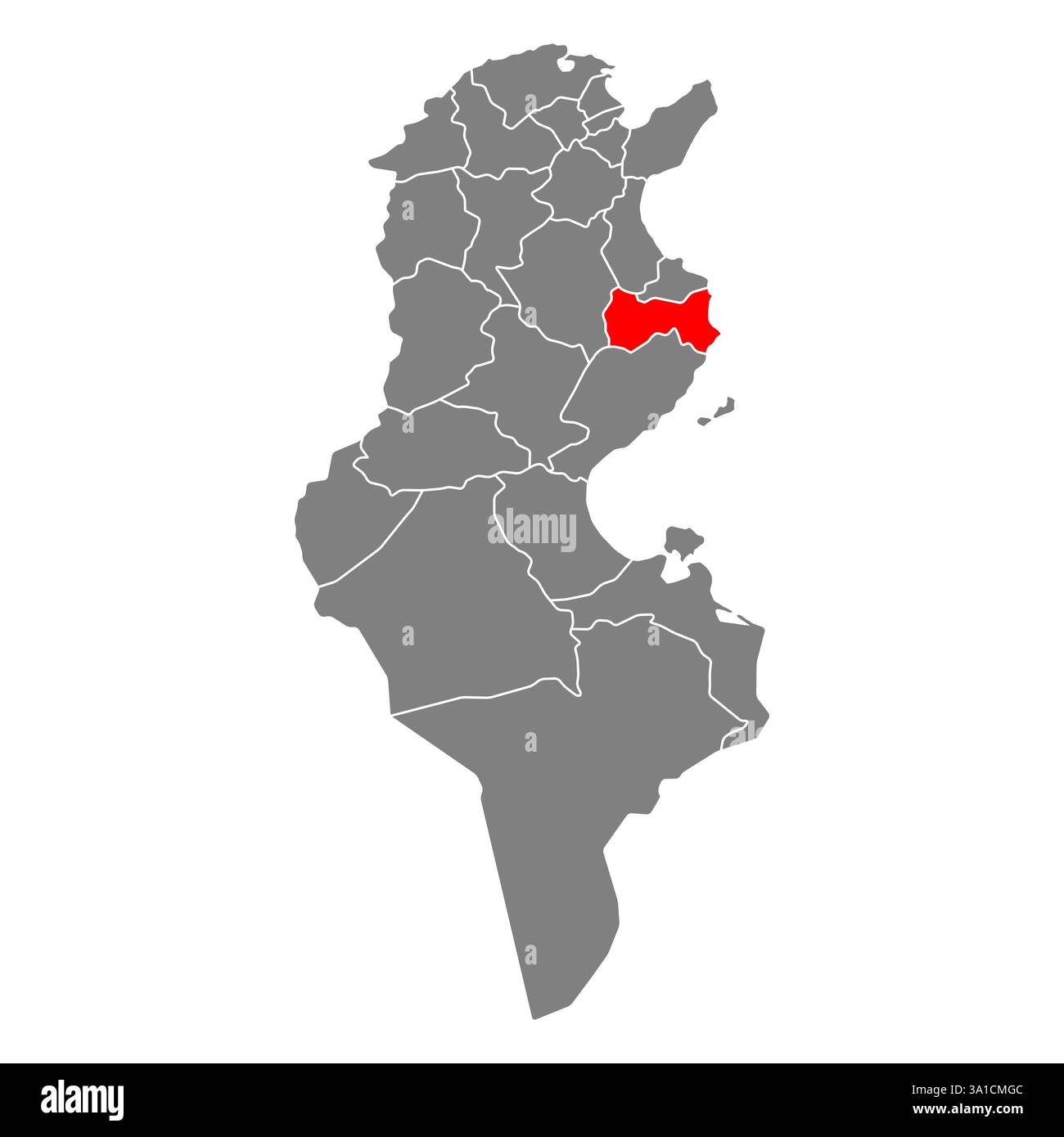 Mahdia de Tunisie Governorates forme de carte, illustration vectorielle d'icône plate web de voyage . Illustration de Vecteur